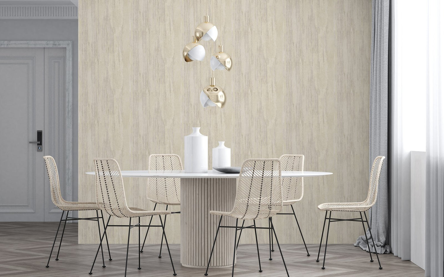 Wooden wallpaper in beige color - pattern number GH65035-23 - by Galerie in the Feel collection