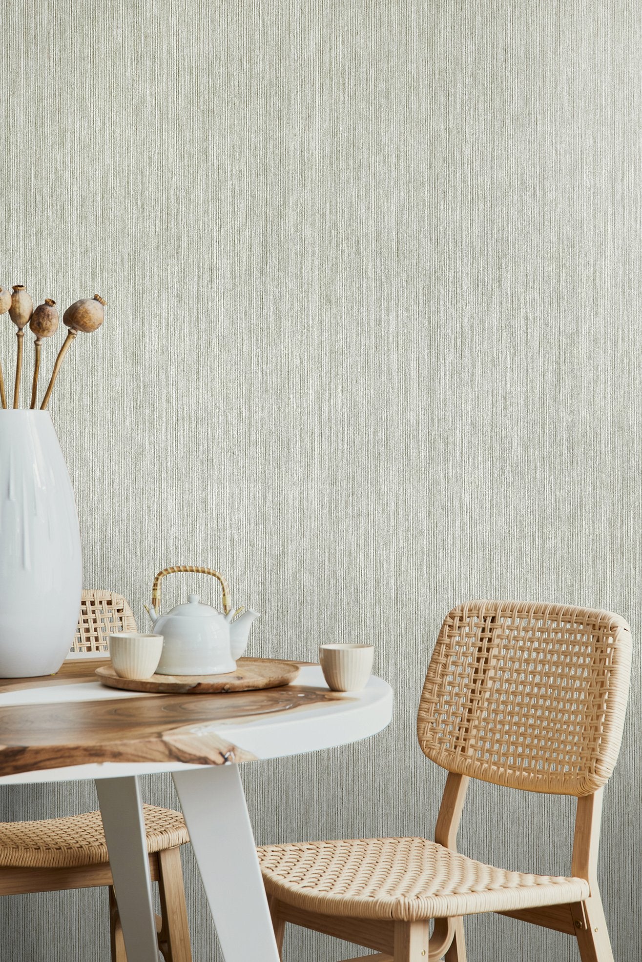 Curtain wallpaper in green color - pattern number GH65046-23 - by Galerie in the Feel collection