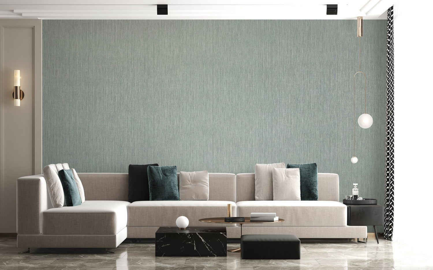Curtain wallpaper in blue color - pattern number GH65048-23 - by Galerie in the Feel collection