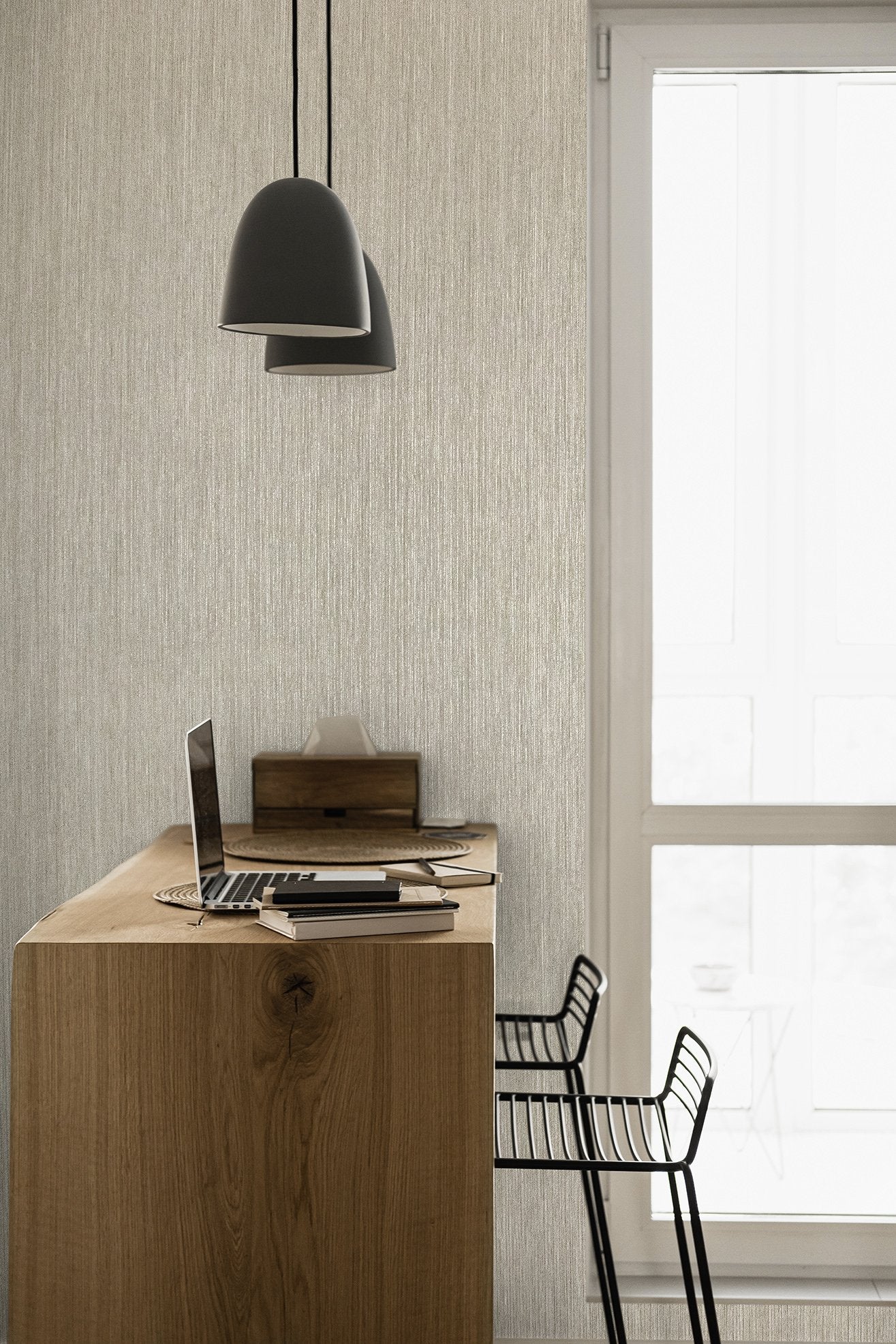 Curtain wallpaper in beige color - pattern number GH65049-23 - by Galerie in the Feel collection