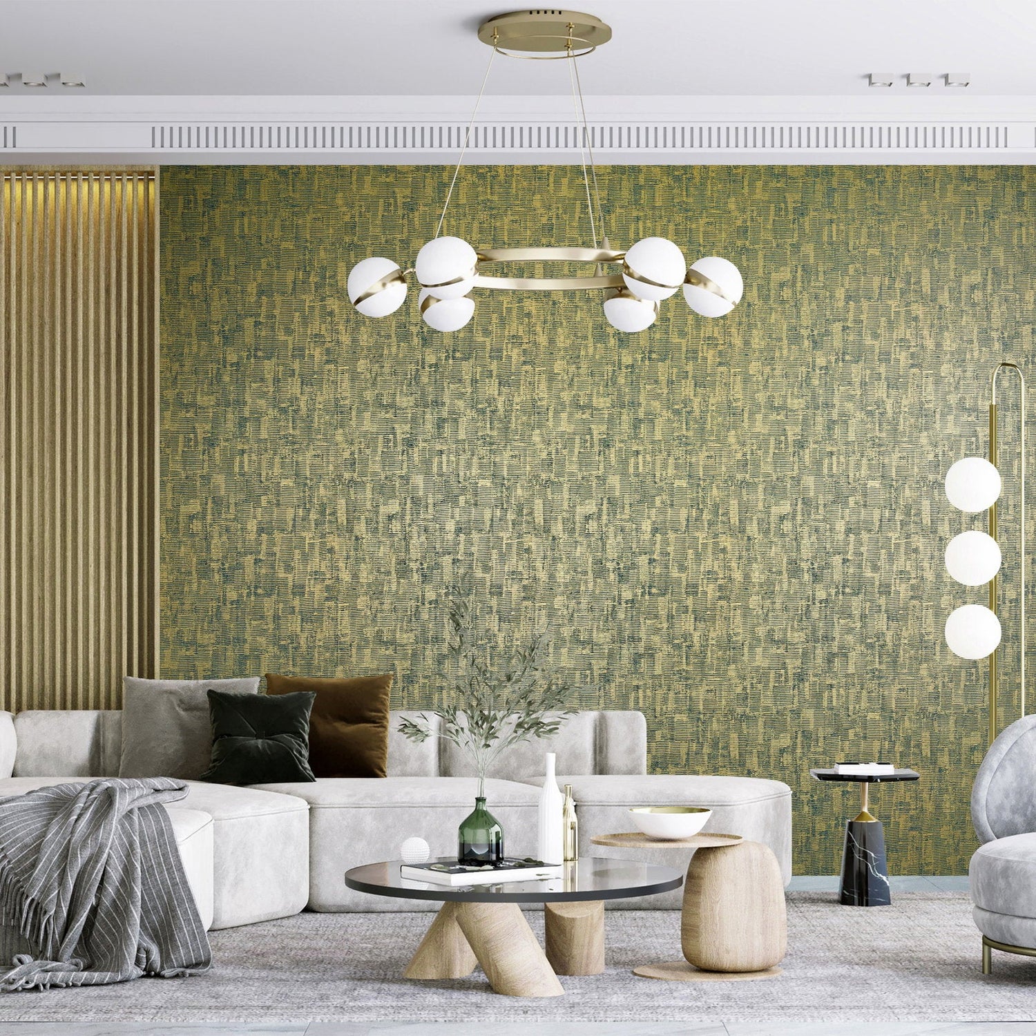 Jaquard wallpaper in gold color - pattern number GH65171-23 - by Galerie in the Precious collection