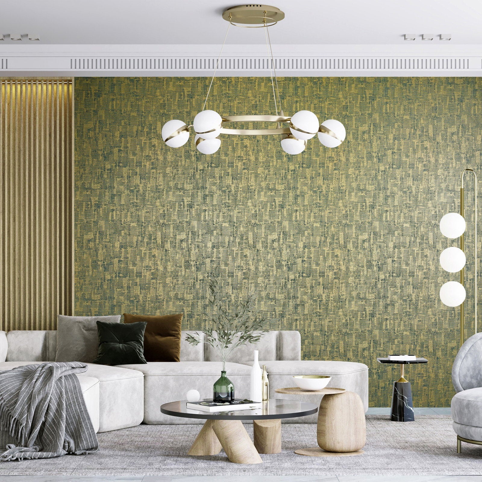 Jaquard wallpaper in gold color - pattern number GH65171-23 - by Galerie in the Precious collection