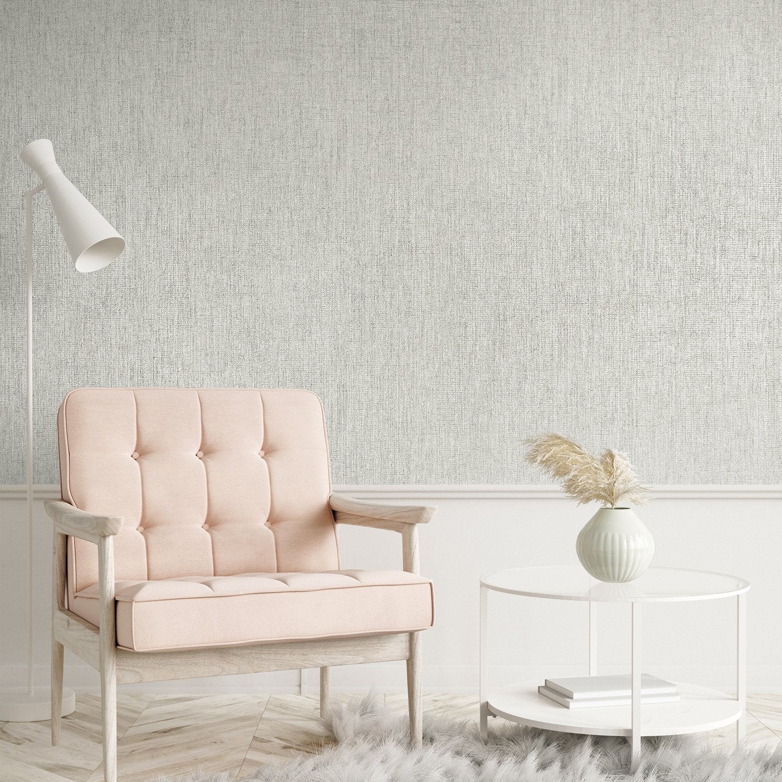 Canvas wallpaper in silver grey color - pattern number GH65175-23 - by Galerie in the Precious collection