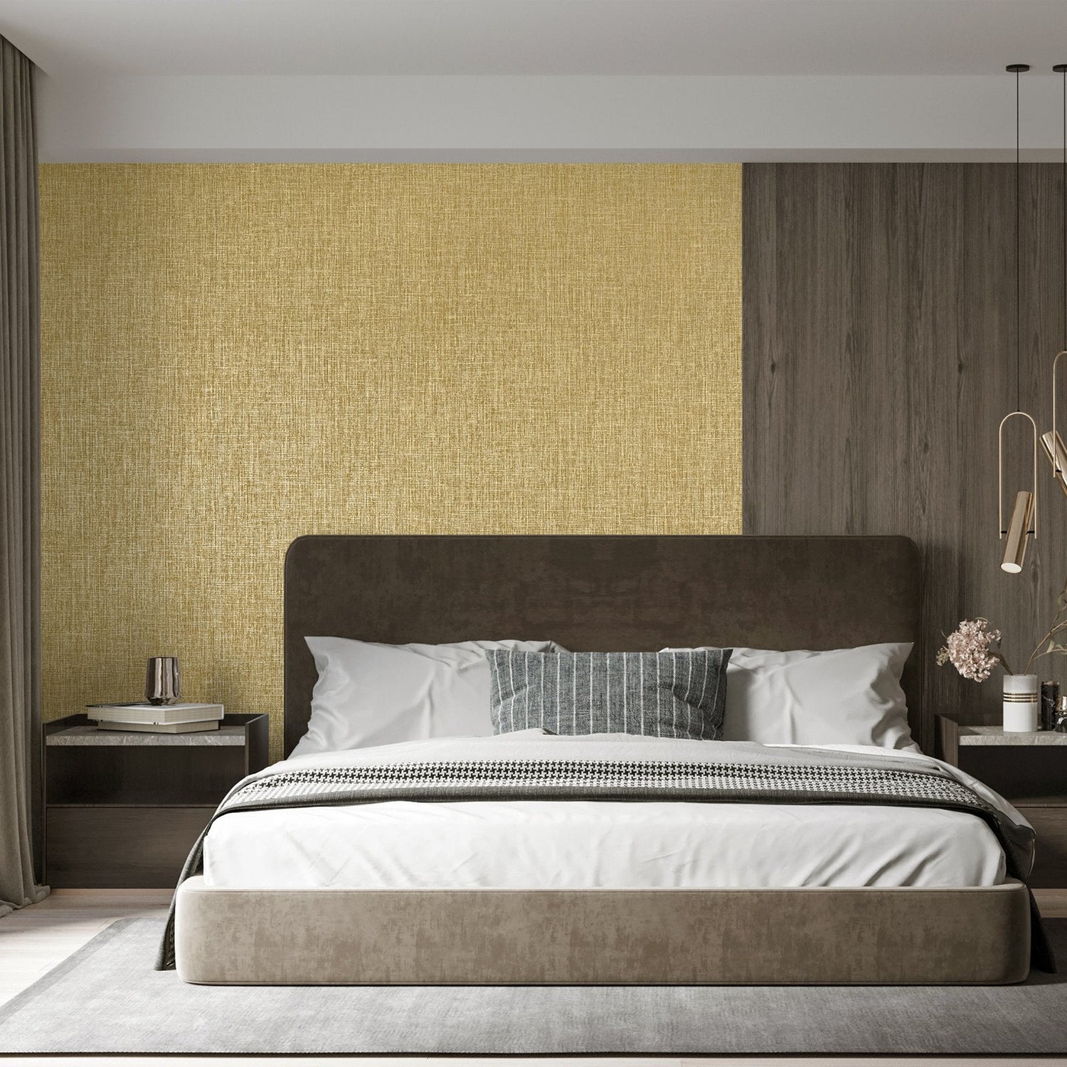 Canvas wallpaper in bronze brown color - pattern number GH65177-23 - by Galerie in the Precious collection