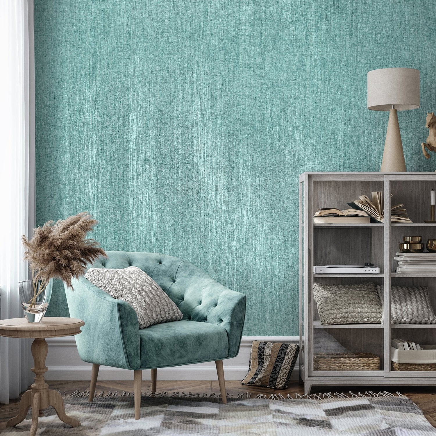 Canvas wallpaper in green color - pattern number GH65178-23 - by Galerie in the Precious collection