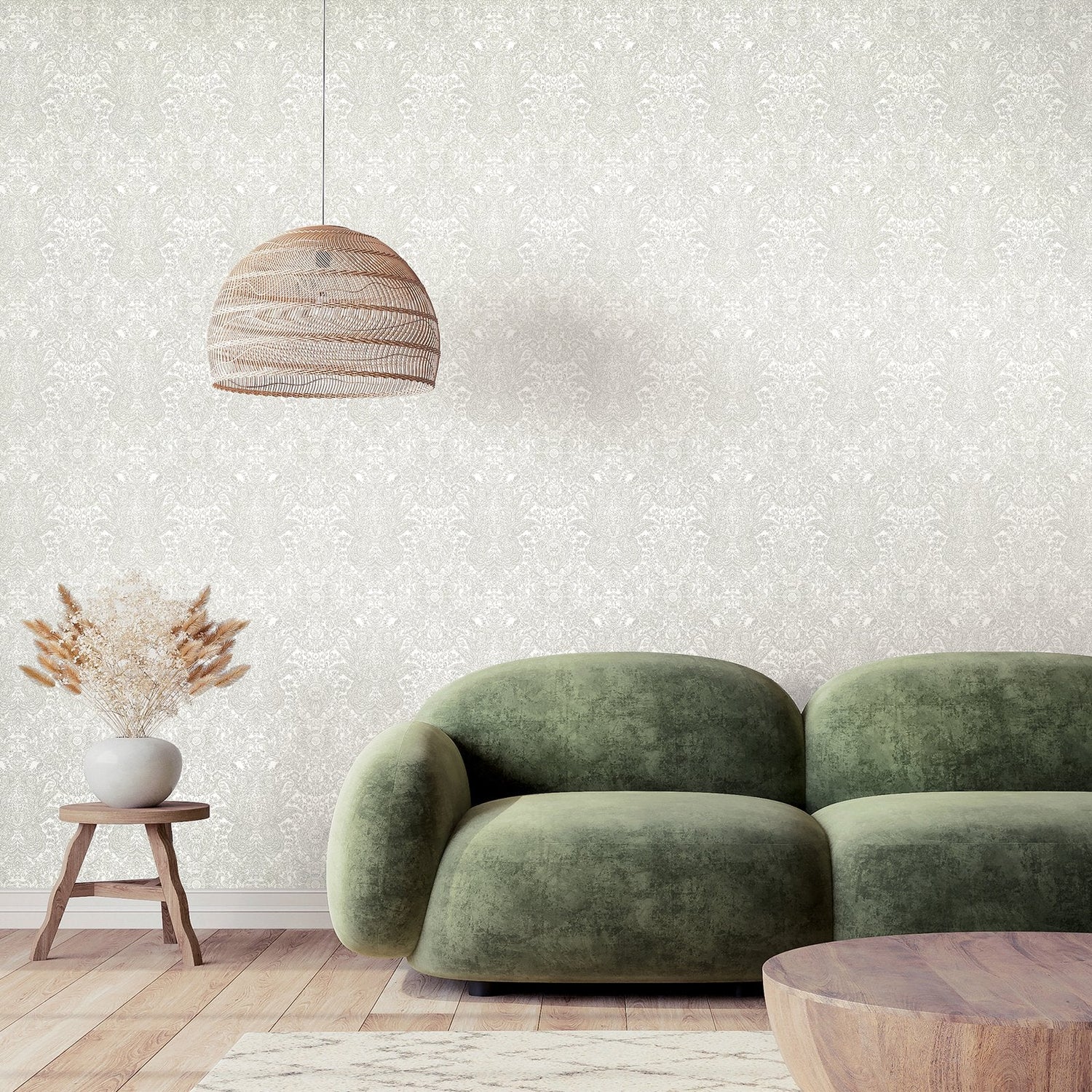 Brocade wallpaper in white color - pattern number GH65184-23 - by Galerie in the Precious collection