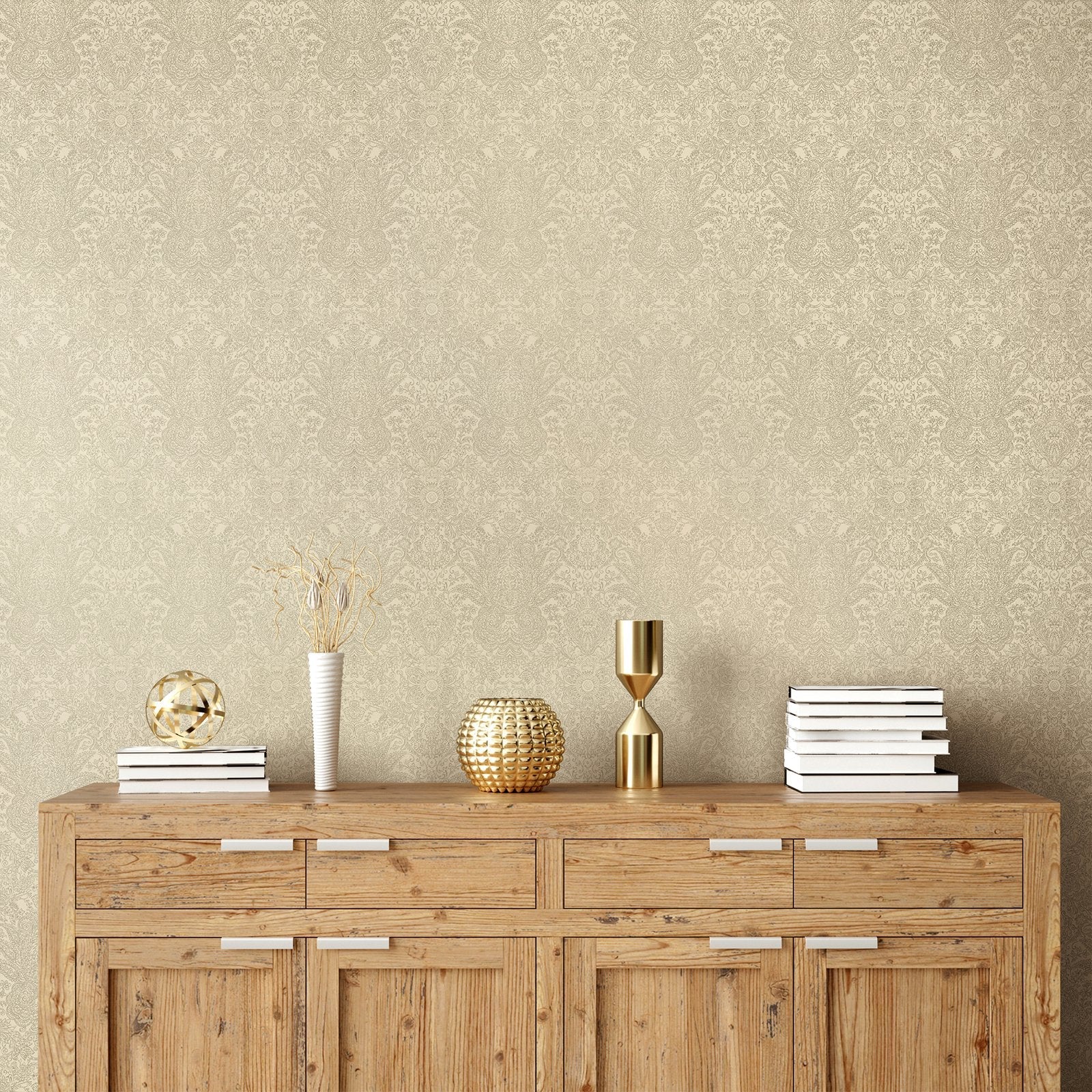 Brocade wallpaper in cream color - pattern number GH65185-23 - by Galerie in the Precious collection