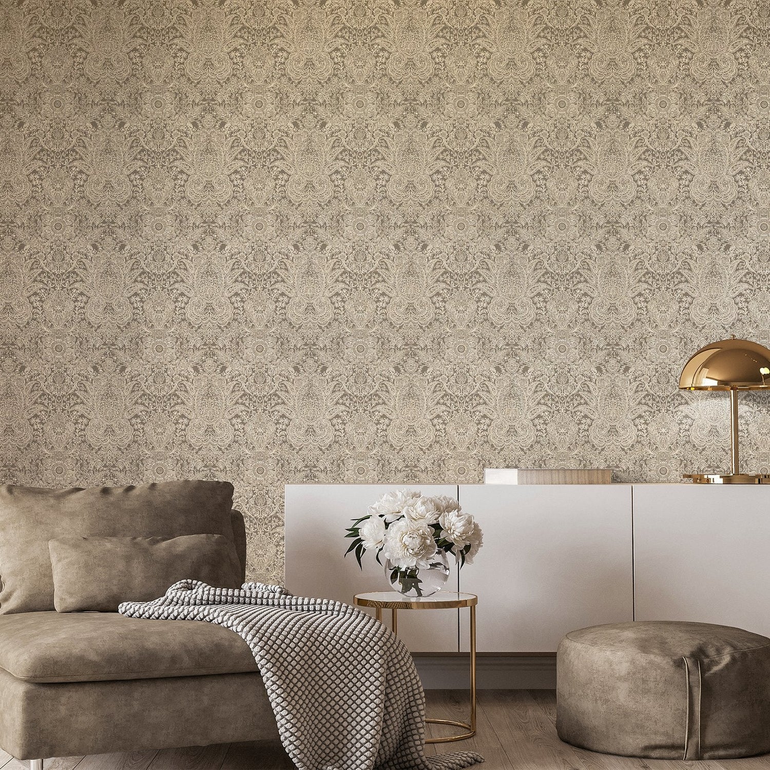 Brocade wallpaper in bronze brown color - pattern number GH65190-23 - by Galerie in the Precious collection