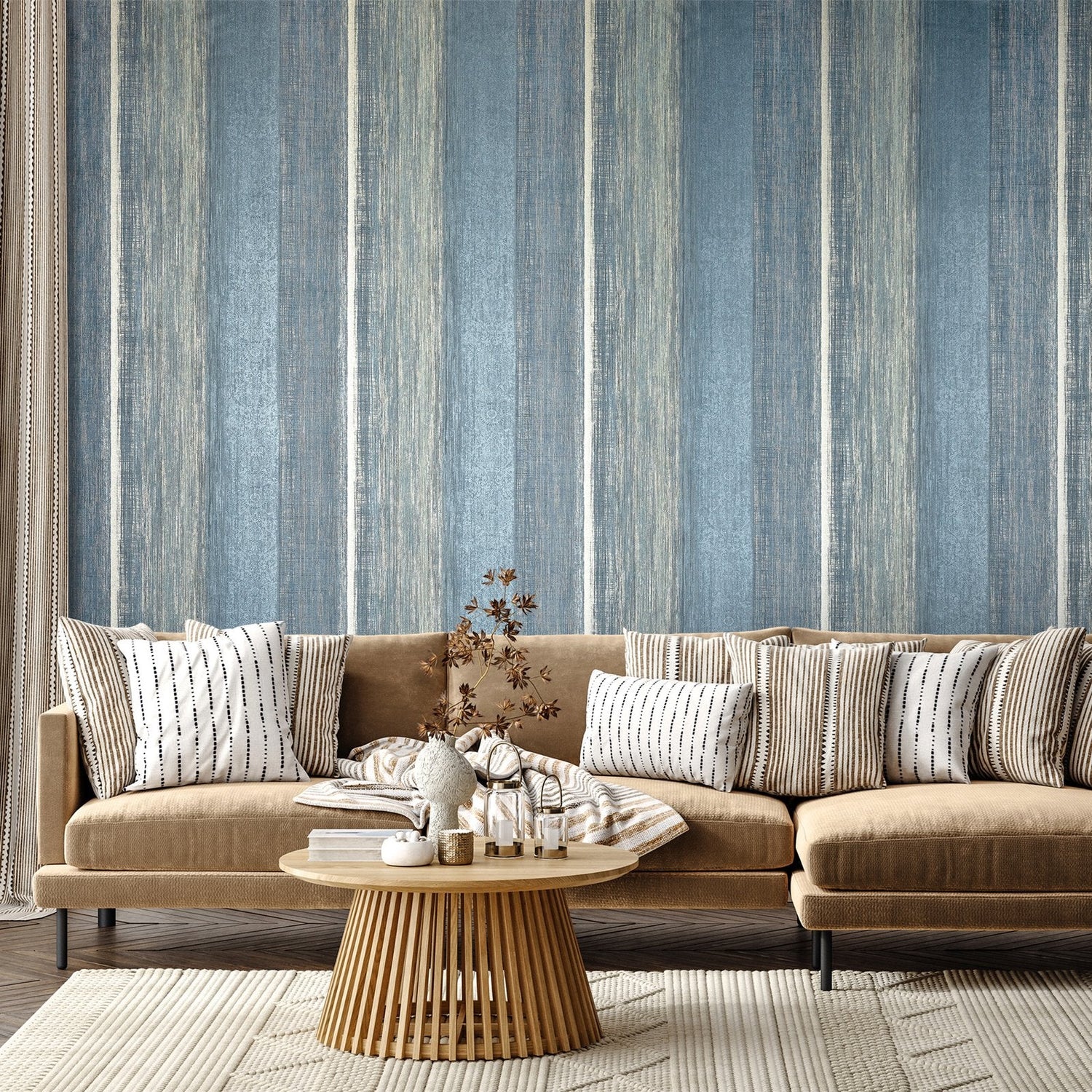 Chiffon wallpaper in blue color - pattern number GH65199-23 - by Galerie in the Precious collection