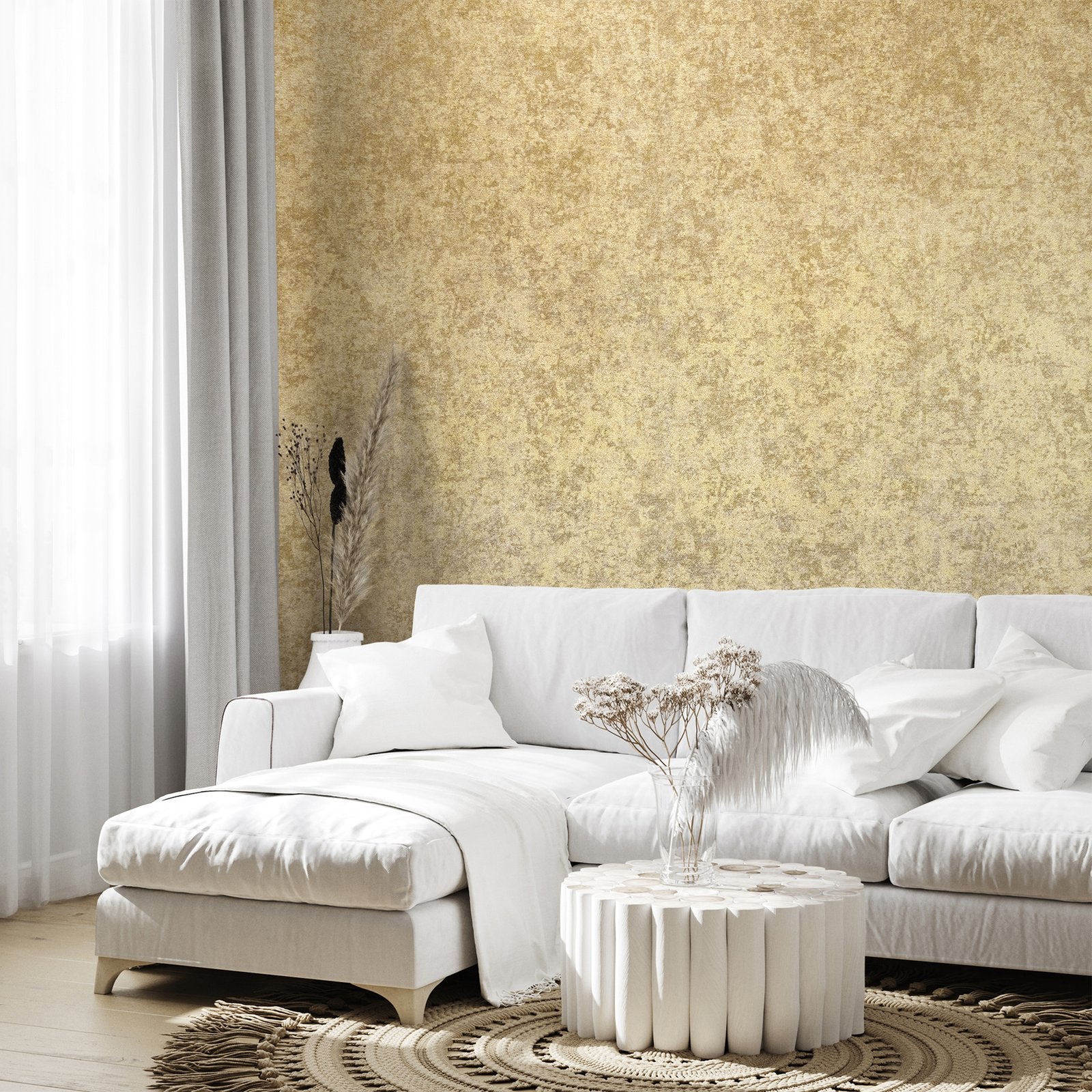 Satin wallpaper in bronze brown color - pattern number GH65202-23 - by Galerie in the Precious collection