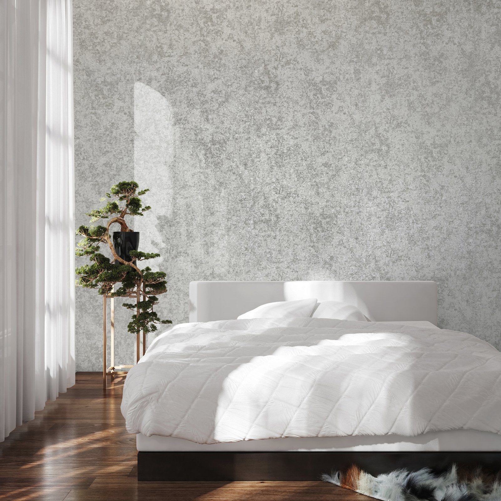 Satin wallpaper in silver grey color - pattern number GH65203-23 - by Galerie in the Precious collection