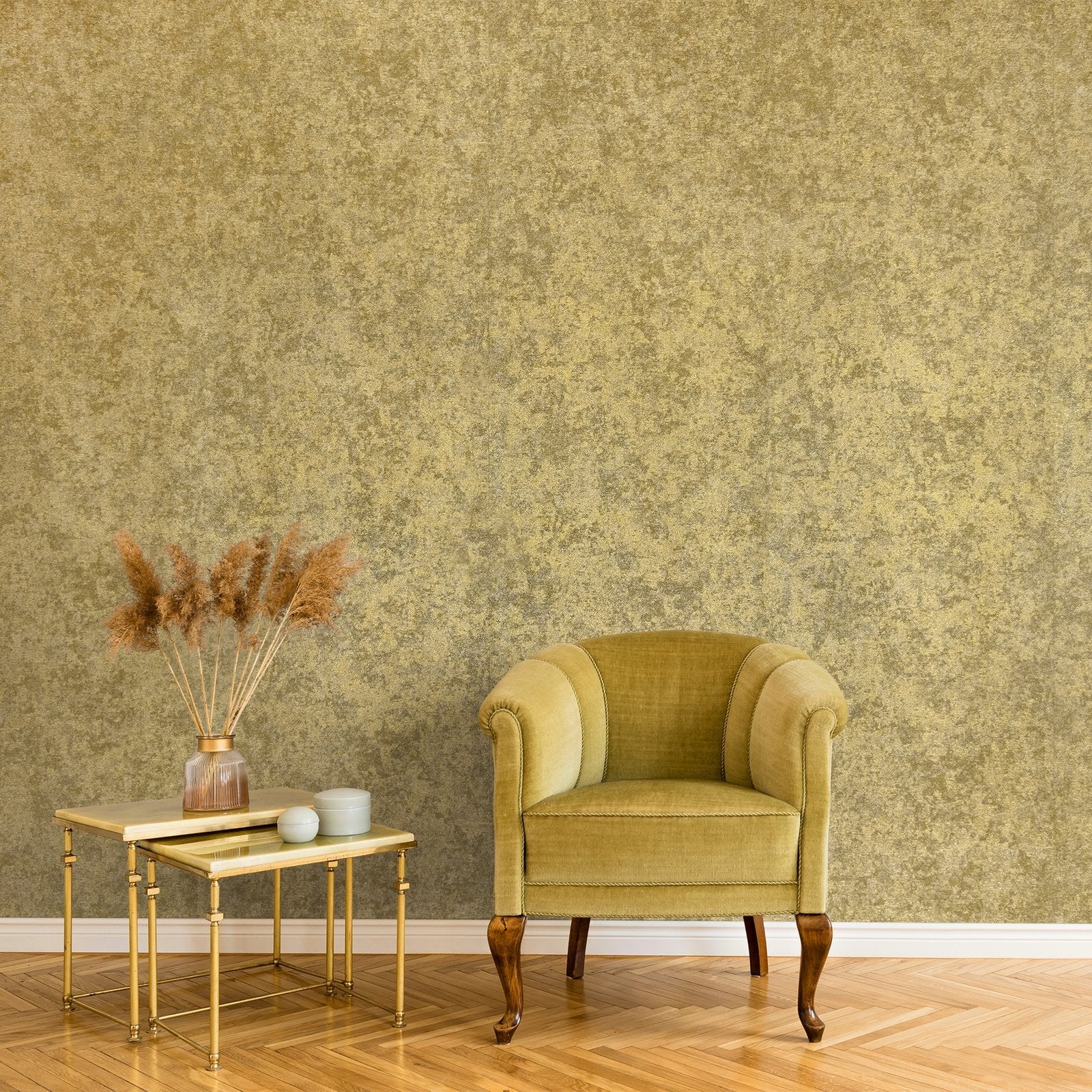 Satin wallpaper in gold color - pattern number GH65204-23 - by Galerie in the Precious collection