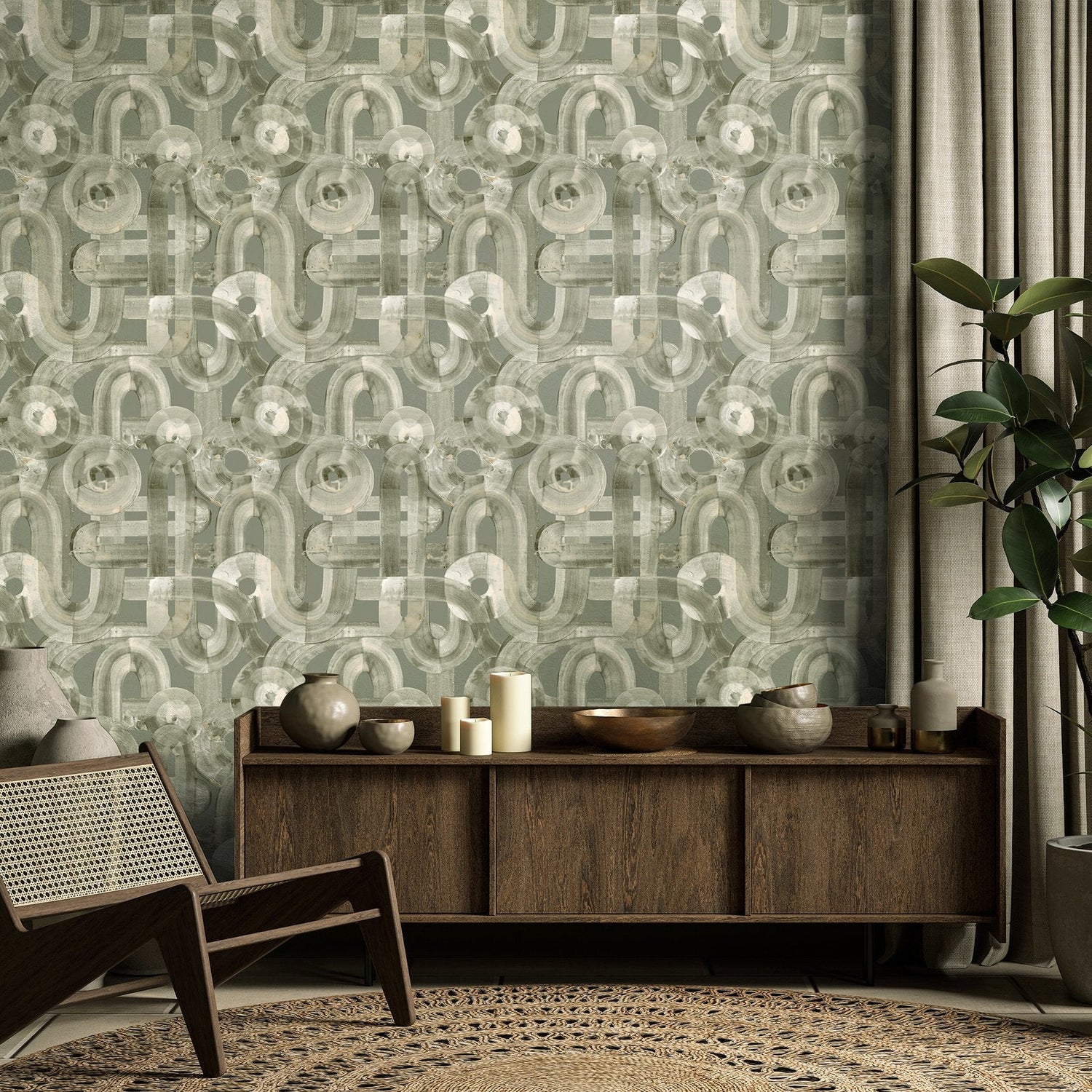 Penello wallpaper in green color - pattern number GH65321-23 - by Galerie in the Salt collection