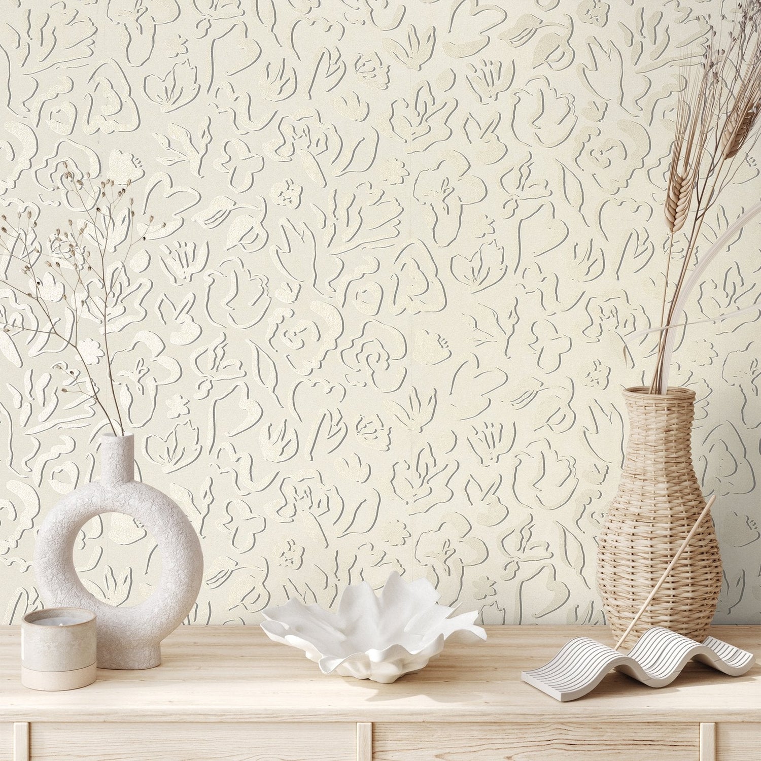 Fiore wallpaper in cream color - pattern number GH65334-23 - by Galerie in the Salt collection