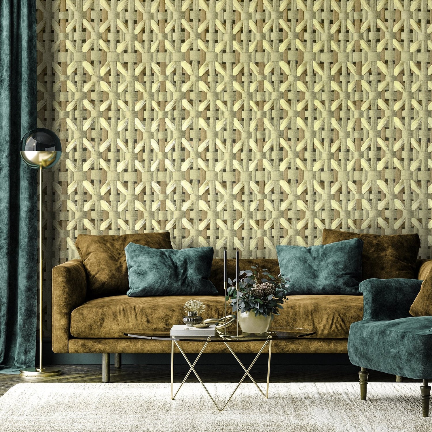 Octagonal Honeycomb wallpaper in yellow color - pattern number GH65335-23 - by Galerie in the Pepper collection