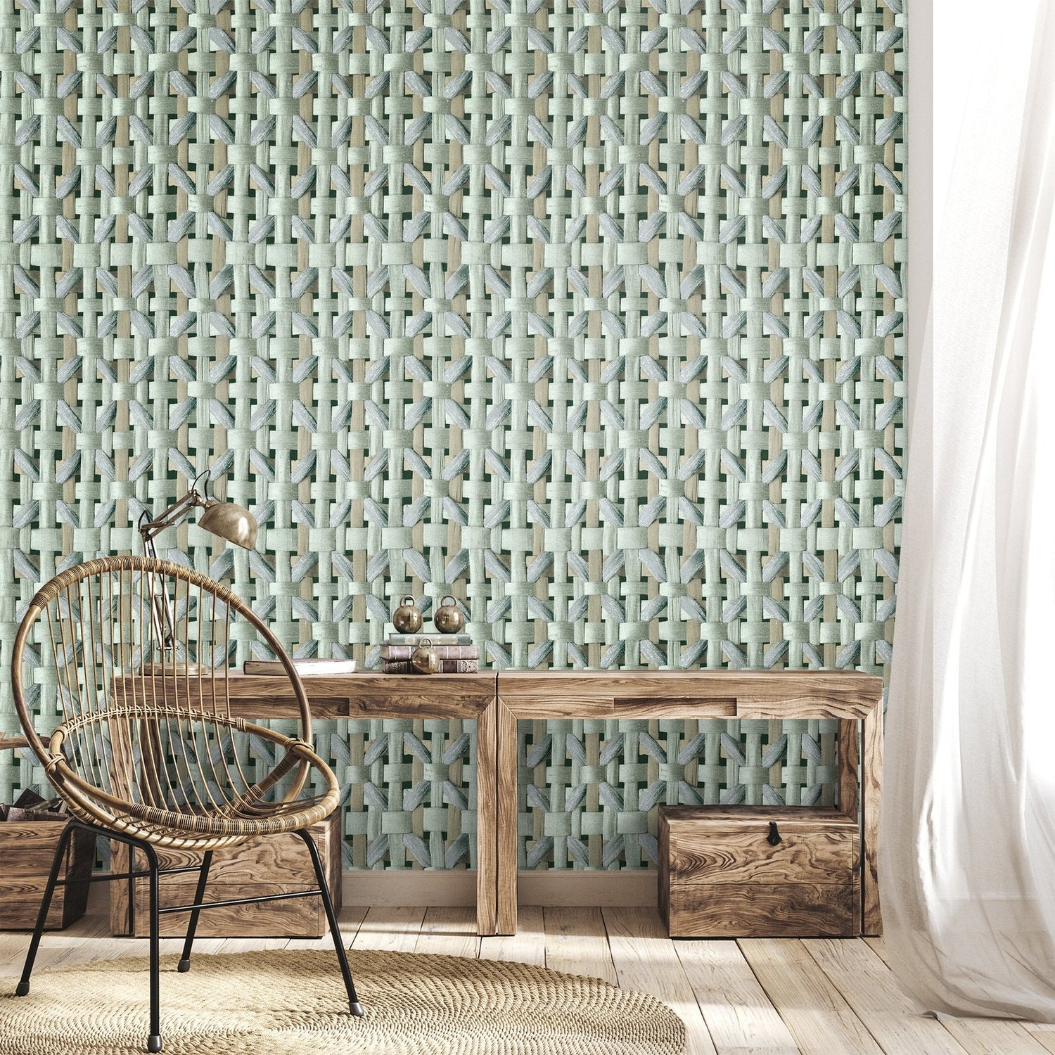 Octagonal Honeycomb wallpaper in green color - pattern number GH65341-23 - by Galerie in the Pepper collection