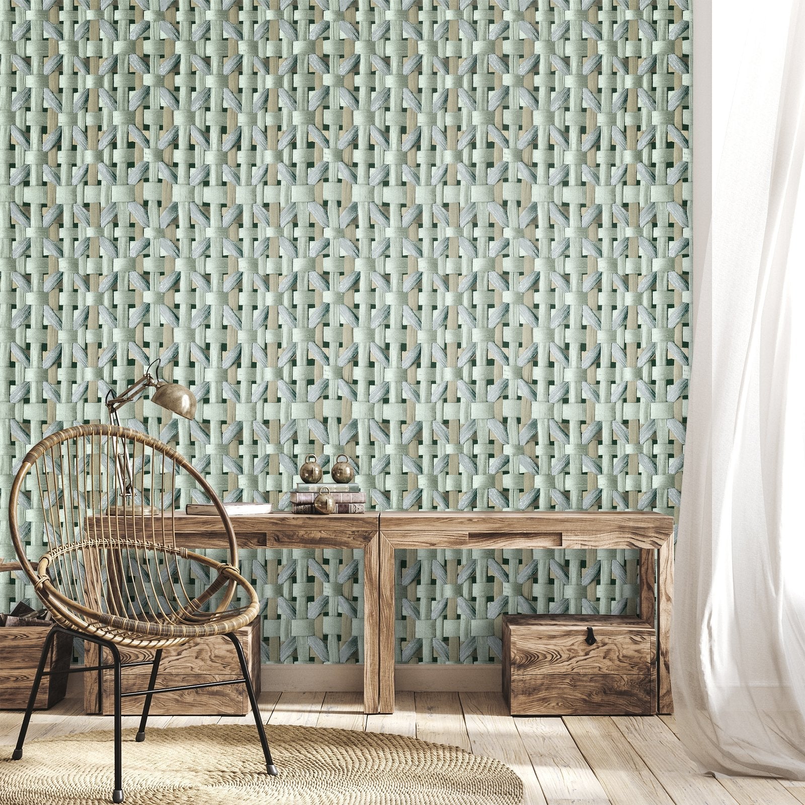 Octagonal Honeycomb wallpaper in green color - pattern number GH65341-23 - by Galerie in the Pepper collection