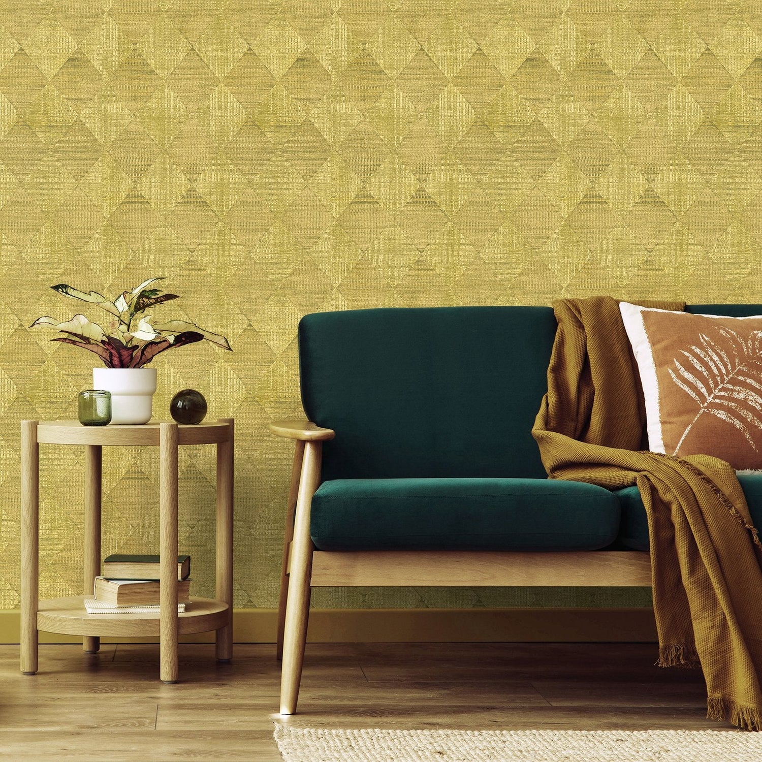 Raffia wallpaper in yellow color - pattern number GH65342-23 - by Galerie in the Pepper collection