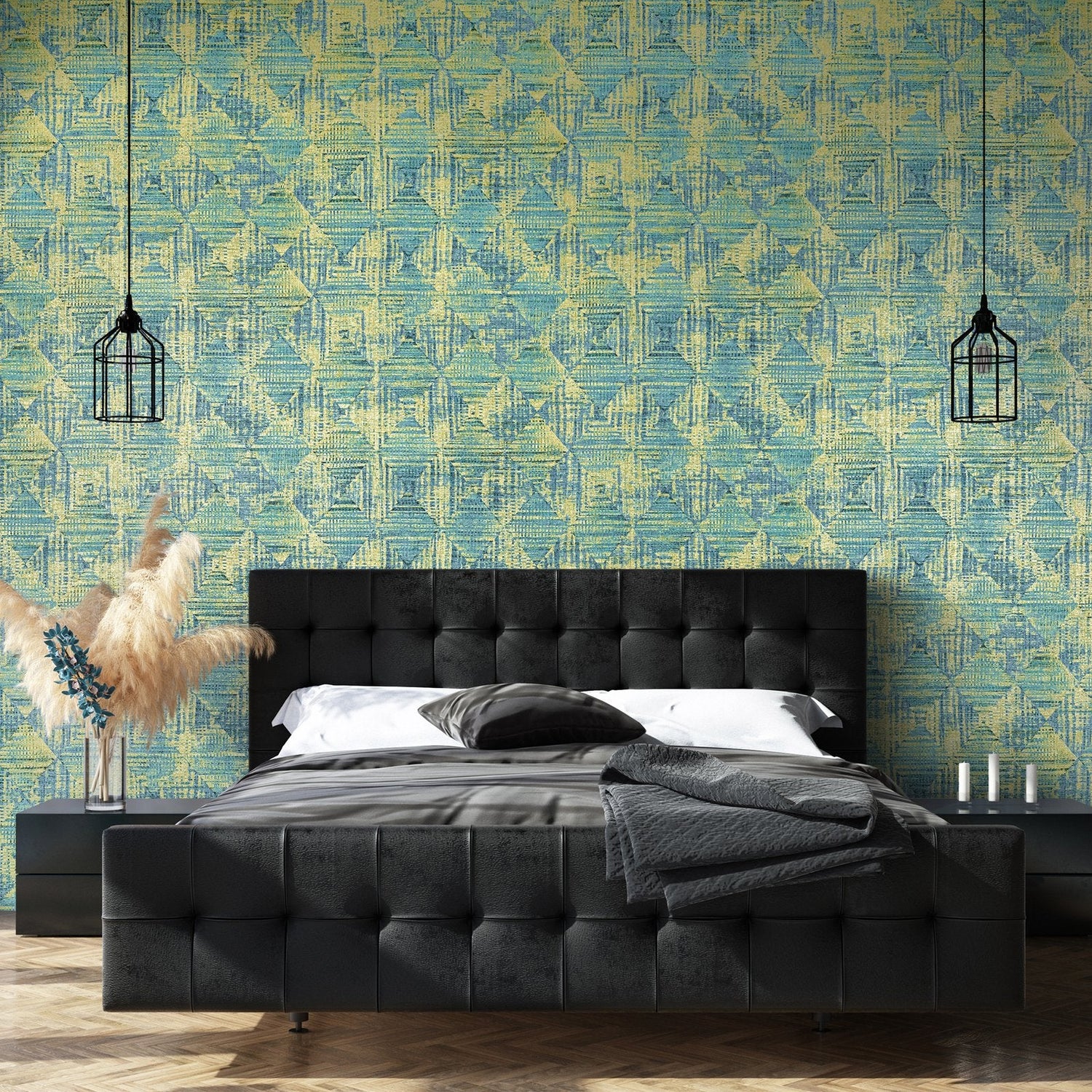 Raffia wallpaper in green color - pattern number GH65343-23 - by Galerie in the Pepper collection
