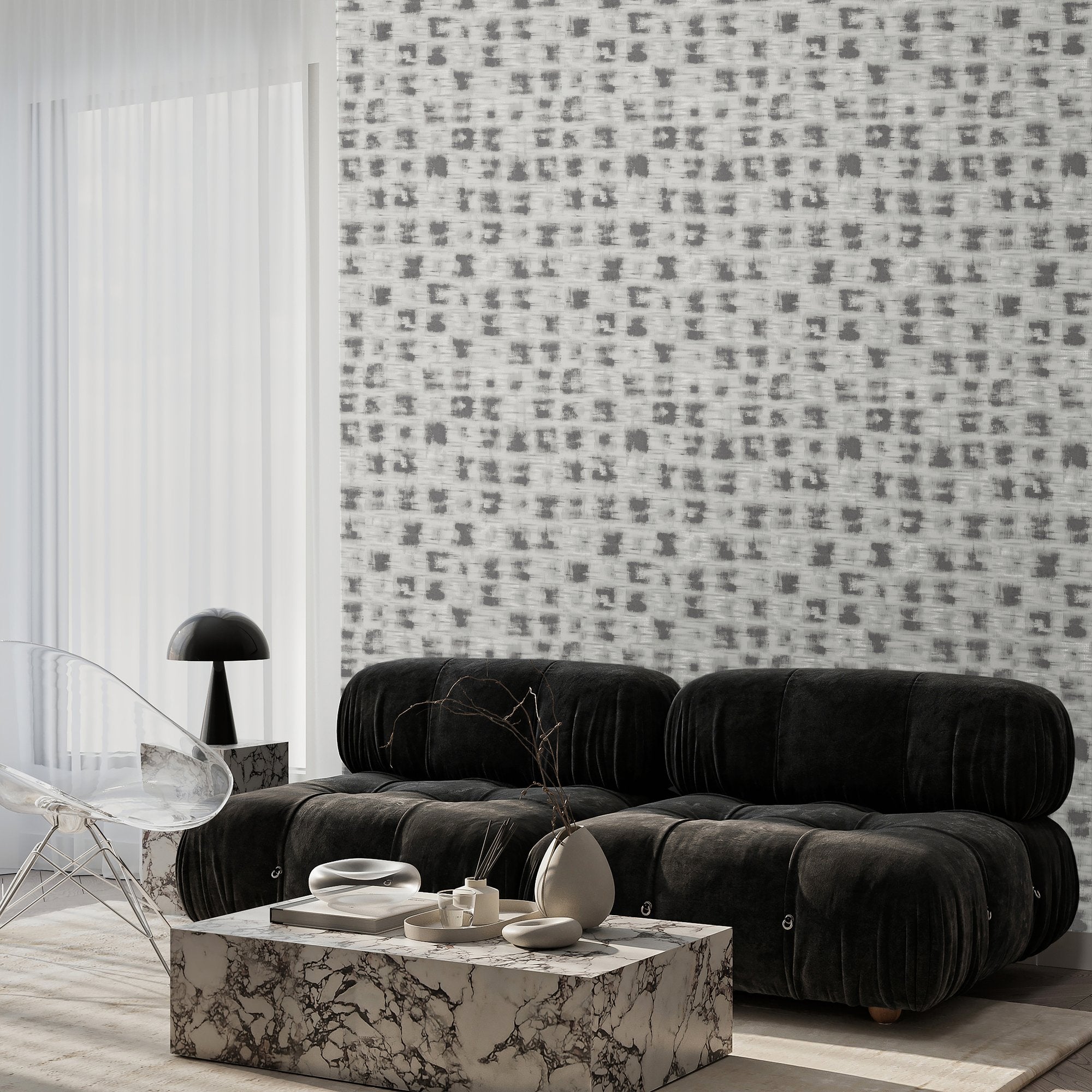 Abstract Wallpaper in Silver Grey color - pattern number 65766 - by Galerie in the Cerra collection
