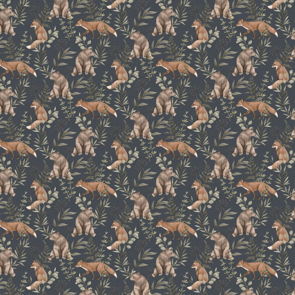 Wild Forest wallpaper in midnight color - pattern number 6920 - by Schumacher in the Borastapeter collection