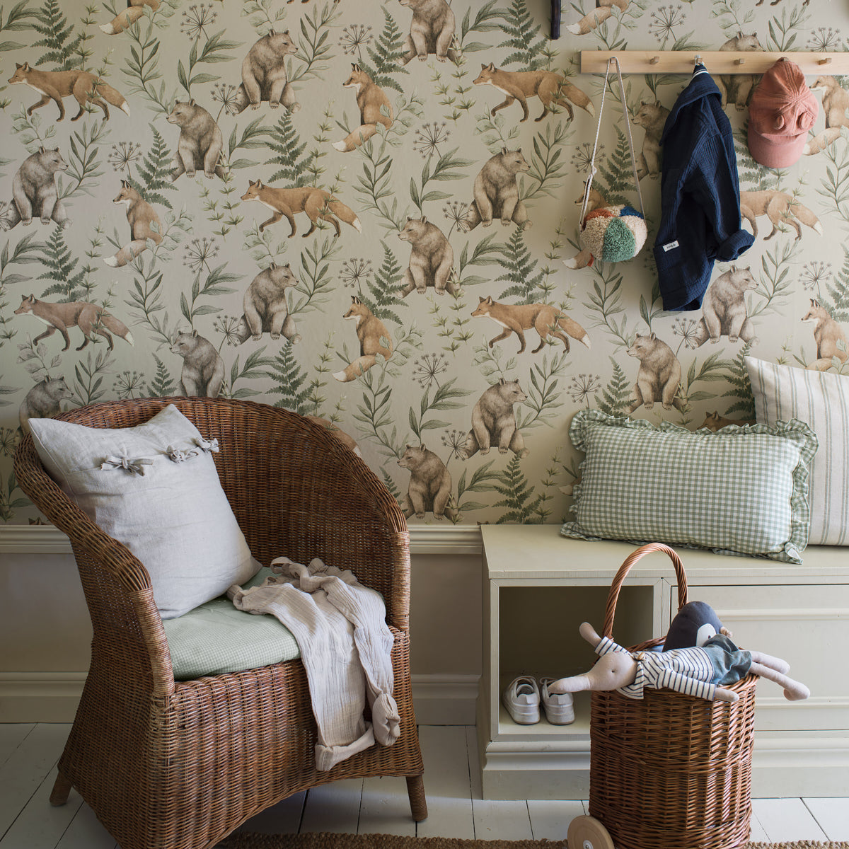 Wild Forest wallpaper in sage color - pattern number 6921 - by Schumacher in the Borastapeter collection