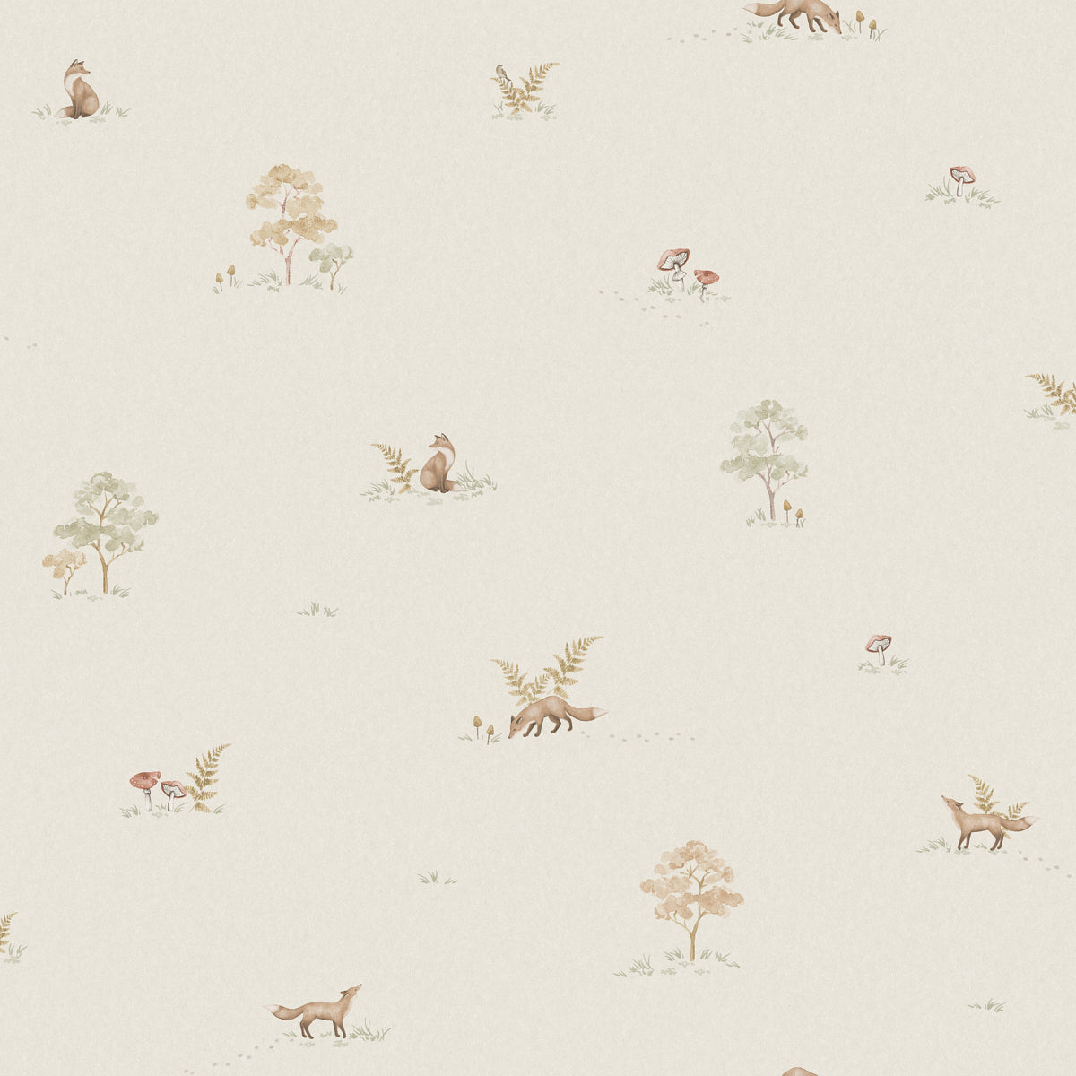Little Fox wallpaper in soft neutral color - pattern number 6923 - by Schumacher in the Borastapeter collection