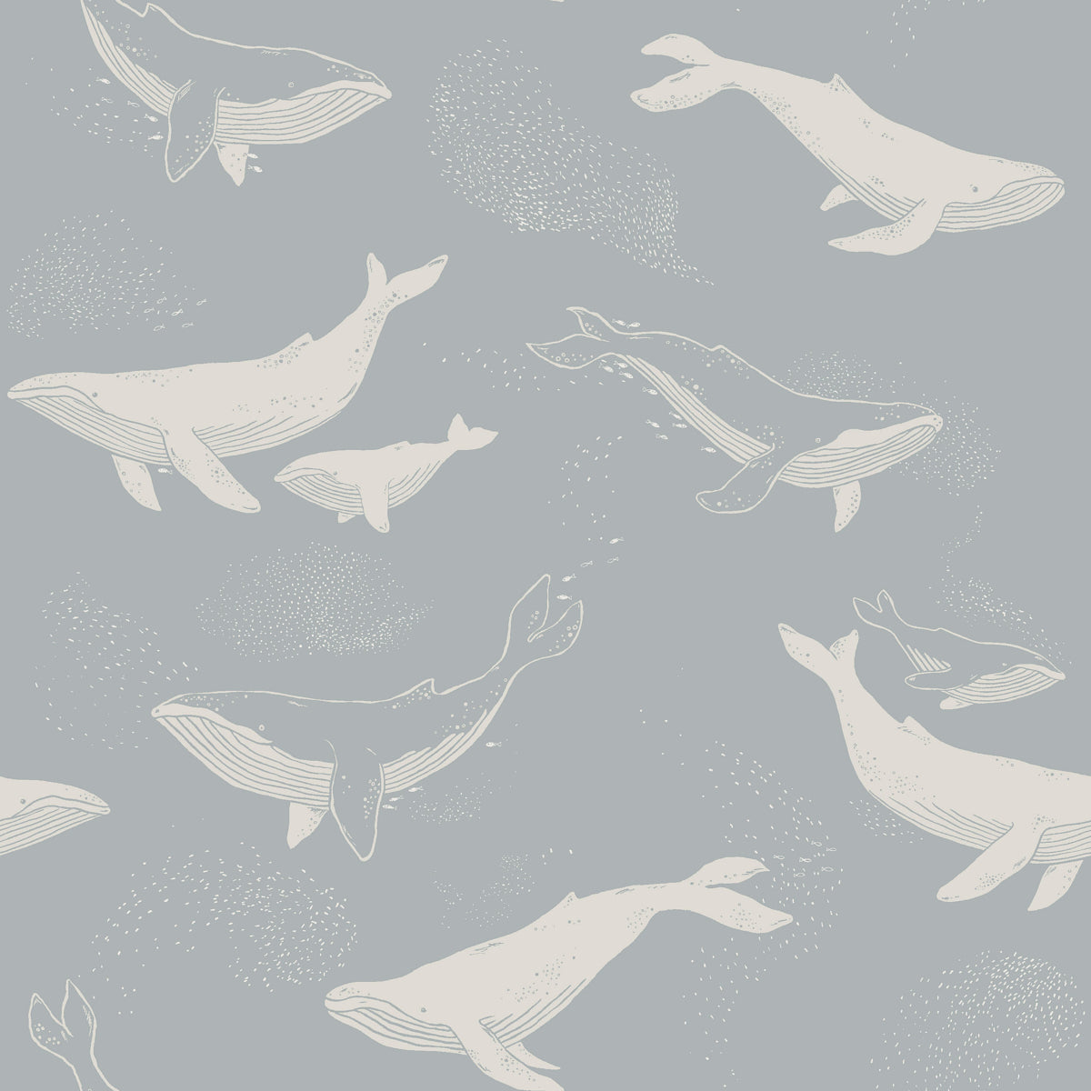 Whales wallpaper in slate color - pattern number 6942 - by Schumacher in the Borastapeter collection