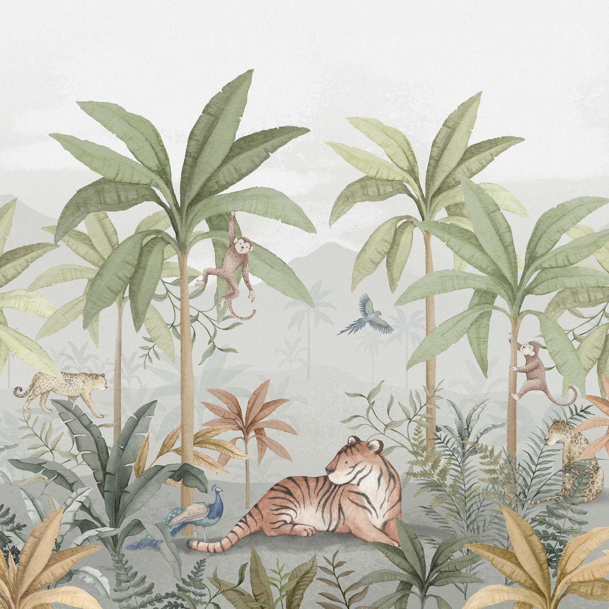 Wild Jungle mural in multi color - pattern number 6945 - by Schumacher in the Borastapeter collection