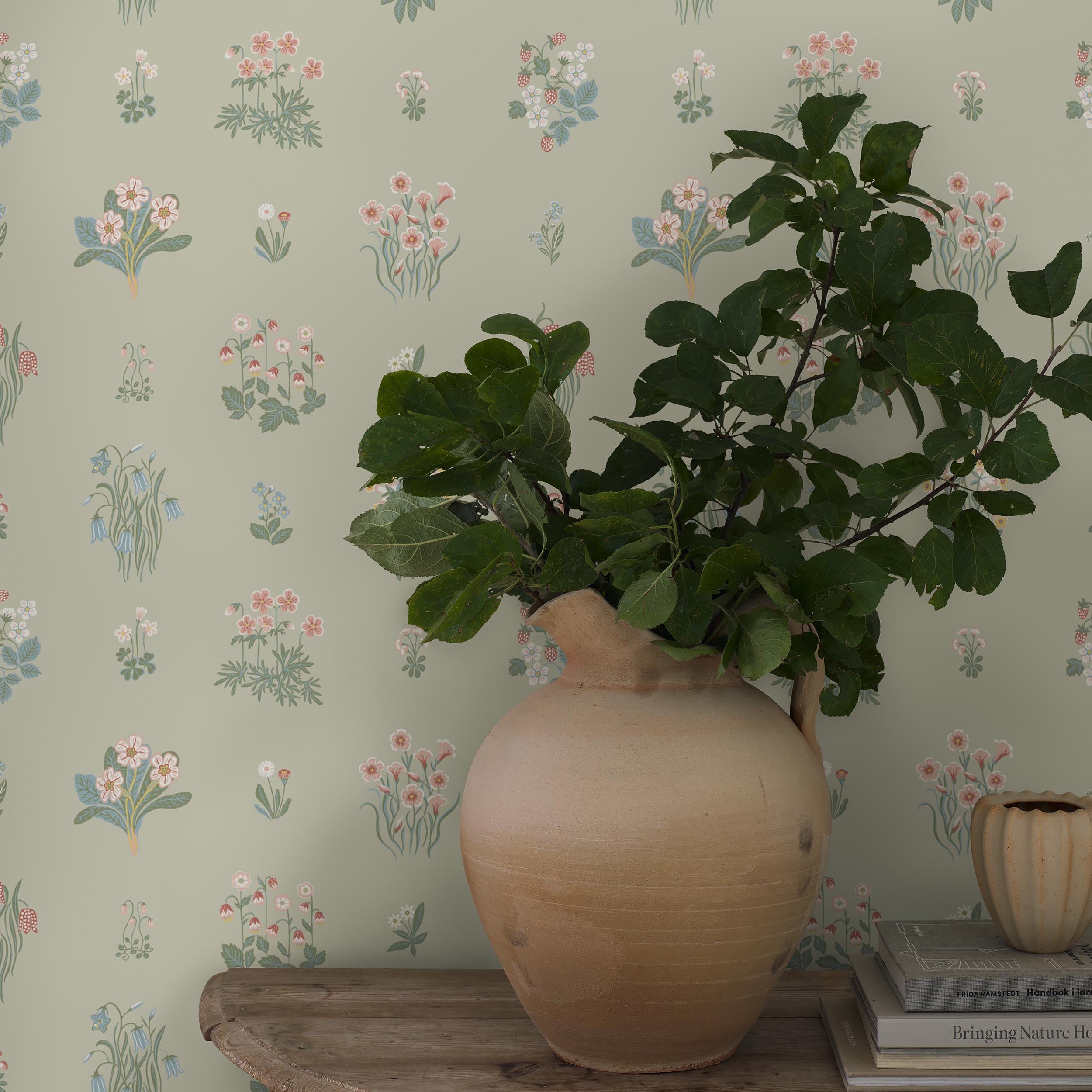 Ängsflora Wallpaper in sage color - pattern number 6950 - by Schumacher in the Borastapeter collection