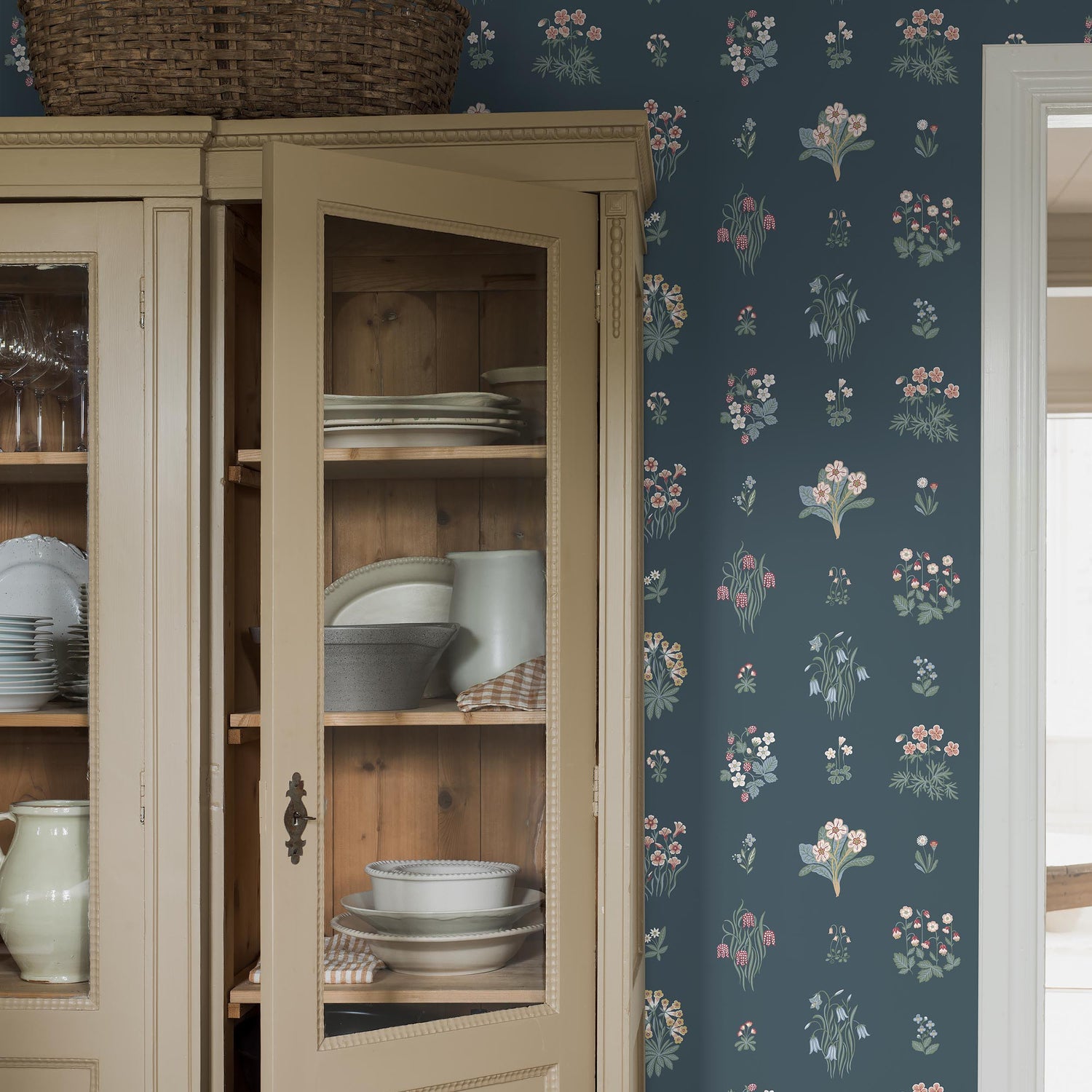 Ängsflora Wallpaper in spruce color - pattern number 6952 - by Schumacher in the Borastapeter collection