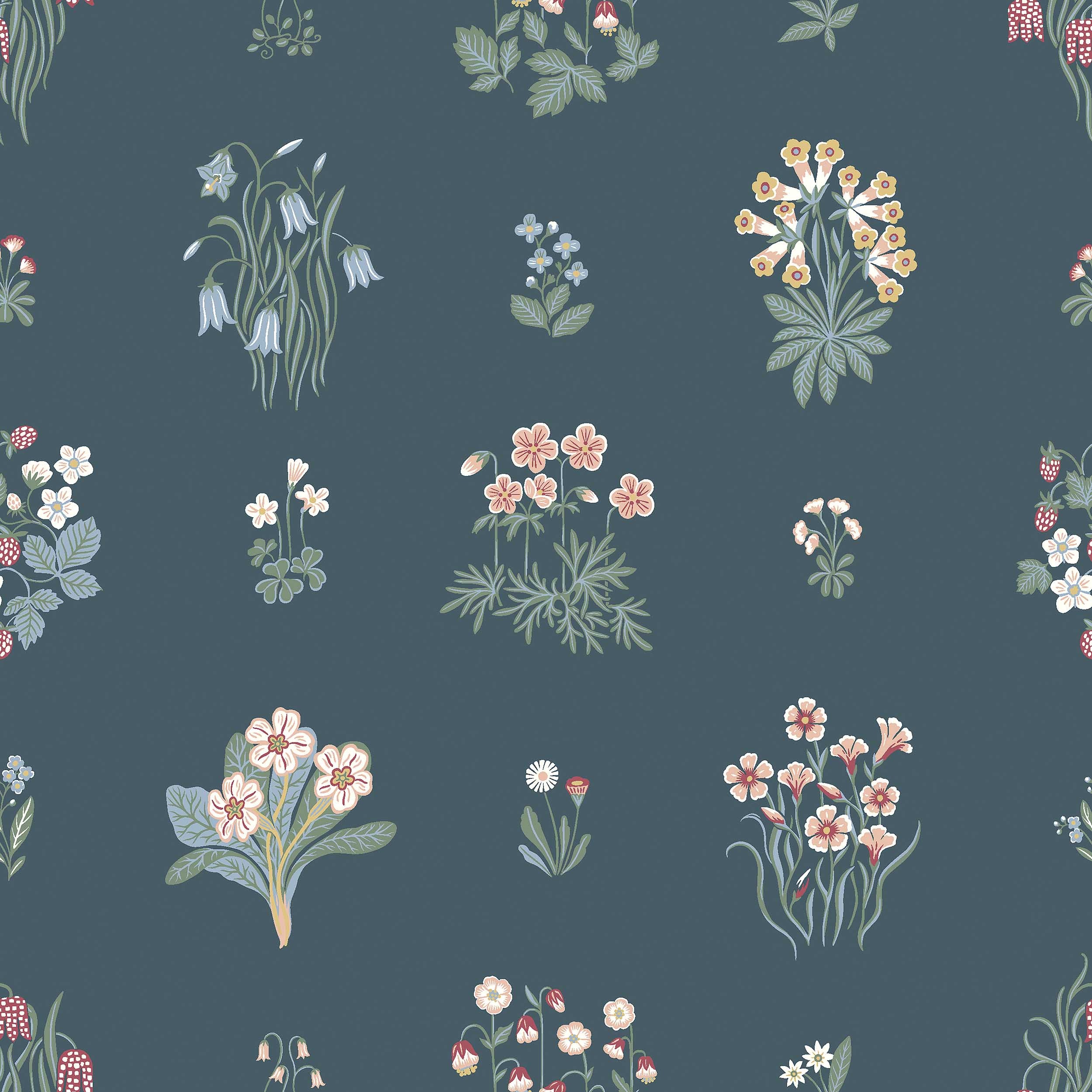 Ängsflora Wallpaper in spruce color - pattern number 6952 - by Schumacher in the Borastapeter collection