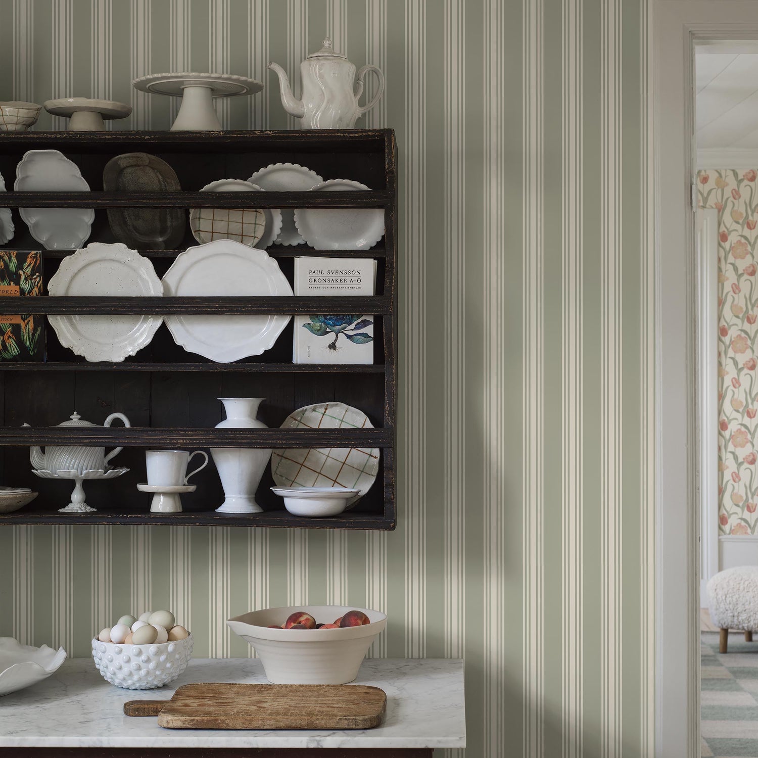 Gunnebo Wallpaper in sage color - pattern number 6959 - by Schumacher in the Borastapeter collection