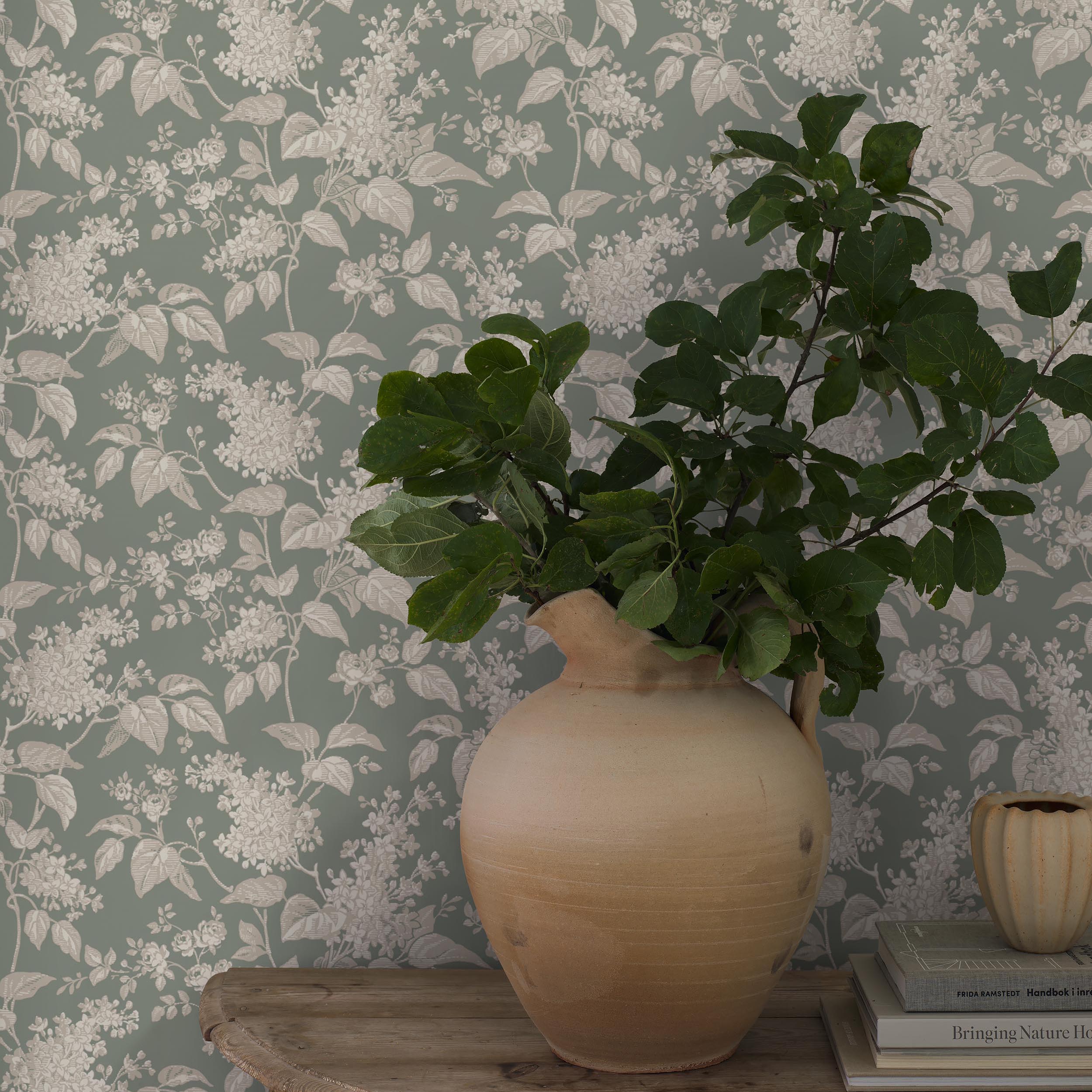 Syren Wallpaper in olive color - pattern number 6963 - by Schumacher in the Borastapeter collection