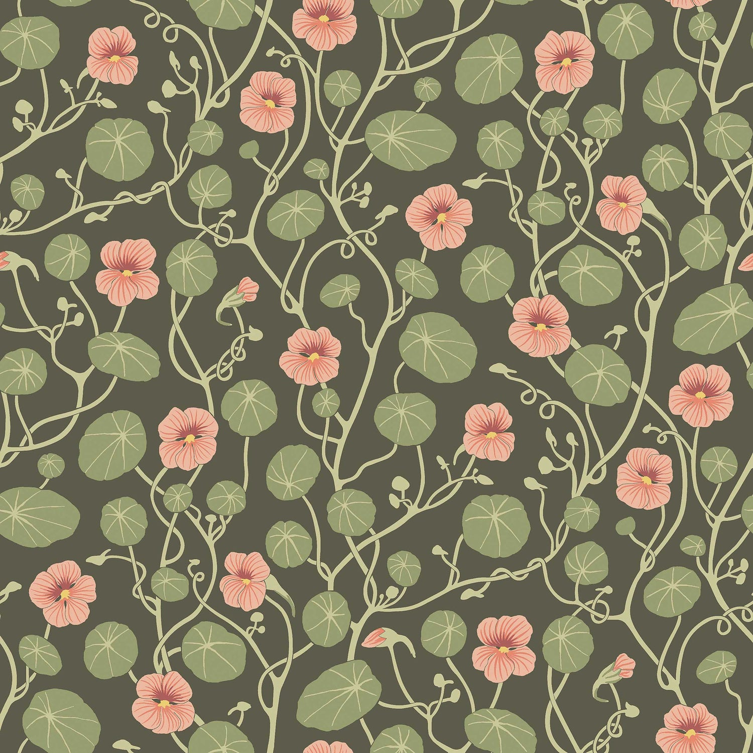 Krasse Wallpaper in olive color - pattern number 6976 - by Schumacher in the Borastapeter collection