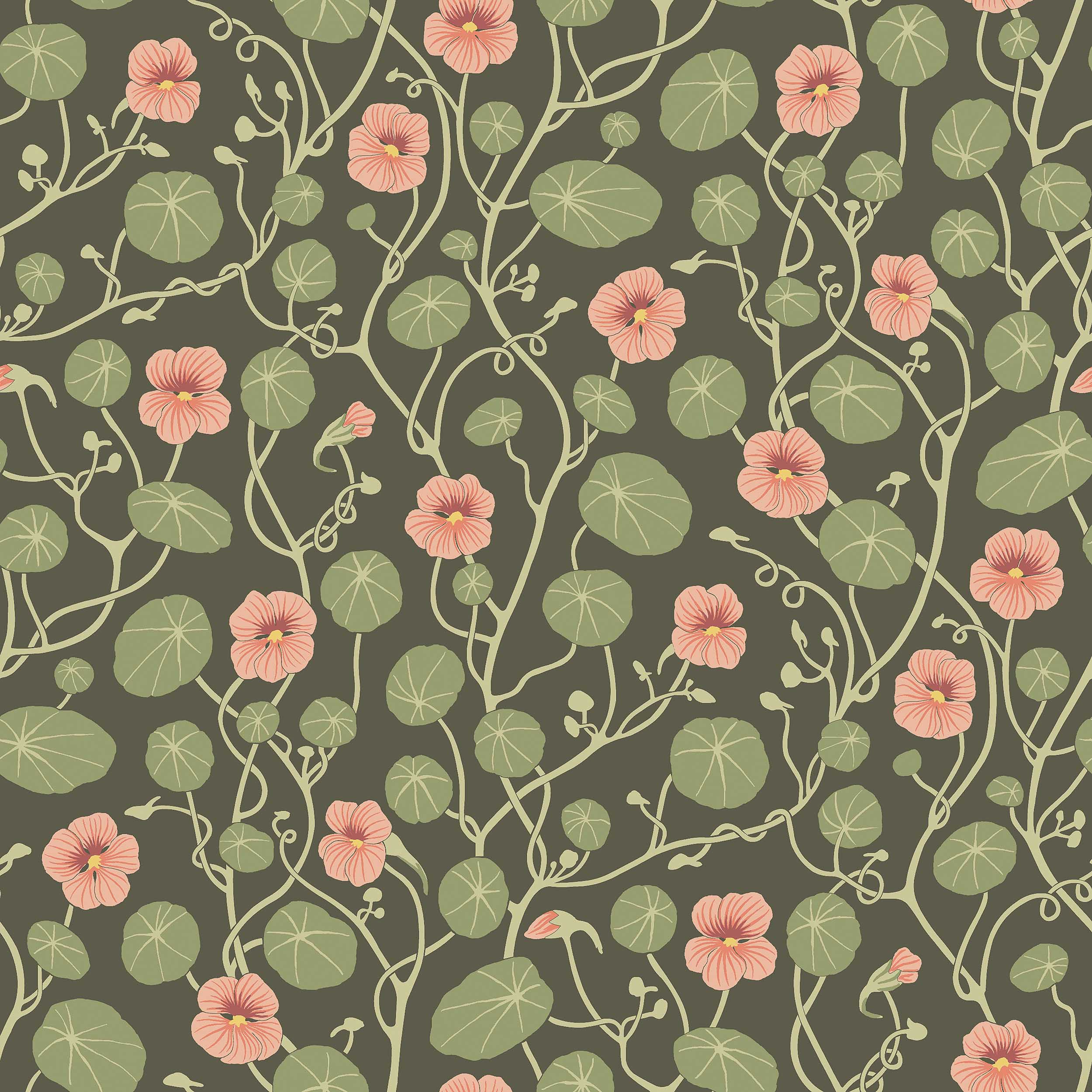 Krasse Wallpaper in olive color - pattern number 6976 - by Schumacher in the Borastapeter collection