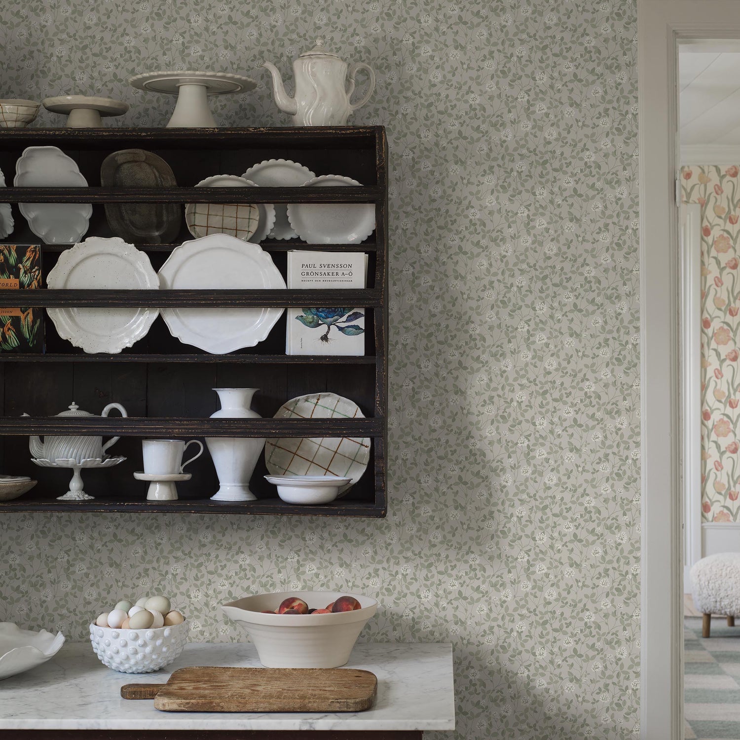Klöver Wallpaper in sage color - pattern number 6977 - by Schumacher in the Borastapeter collection