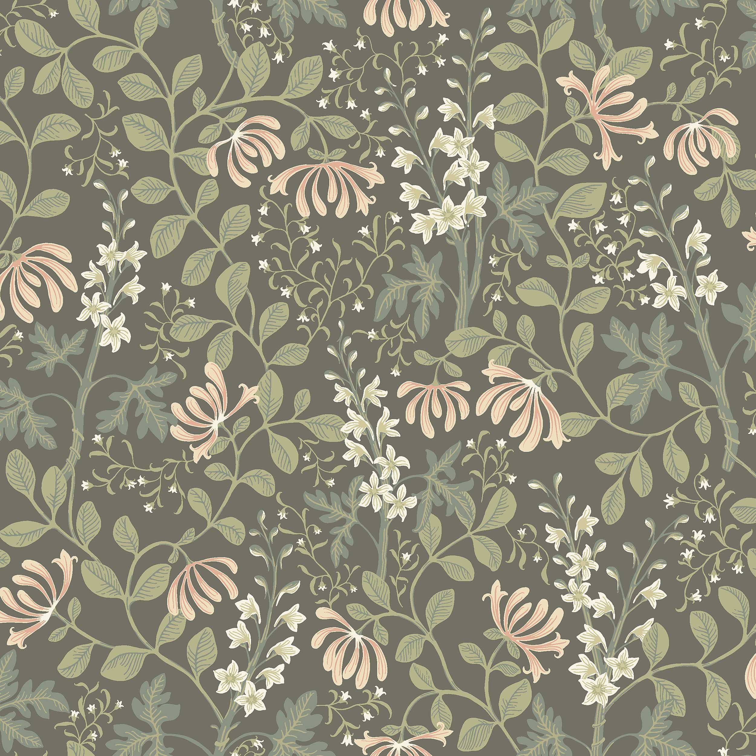 Trädgårdsfröjd Wallpaper in charcoal color - pattern number 6986 - by Schumacher in the Borastapeter collection