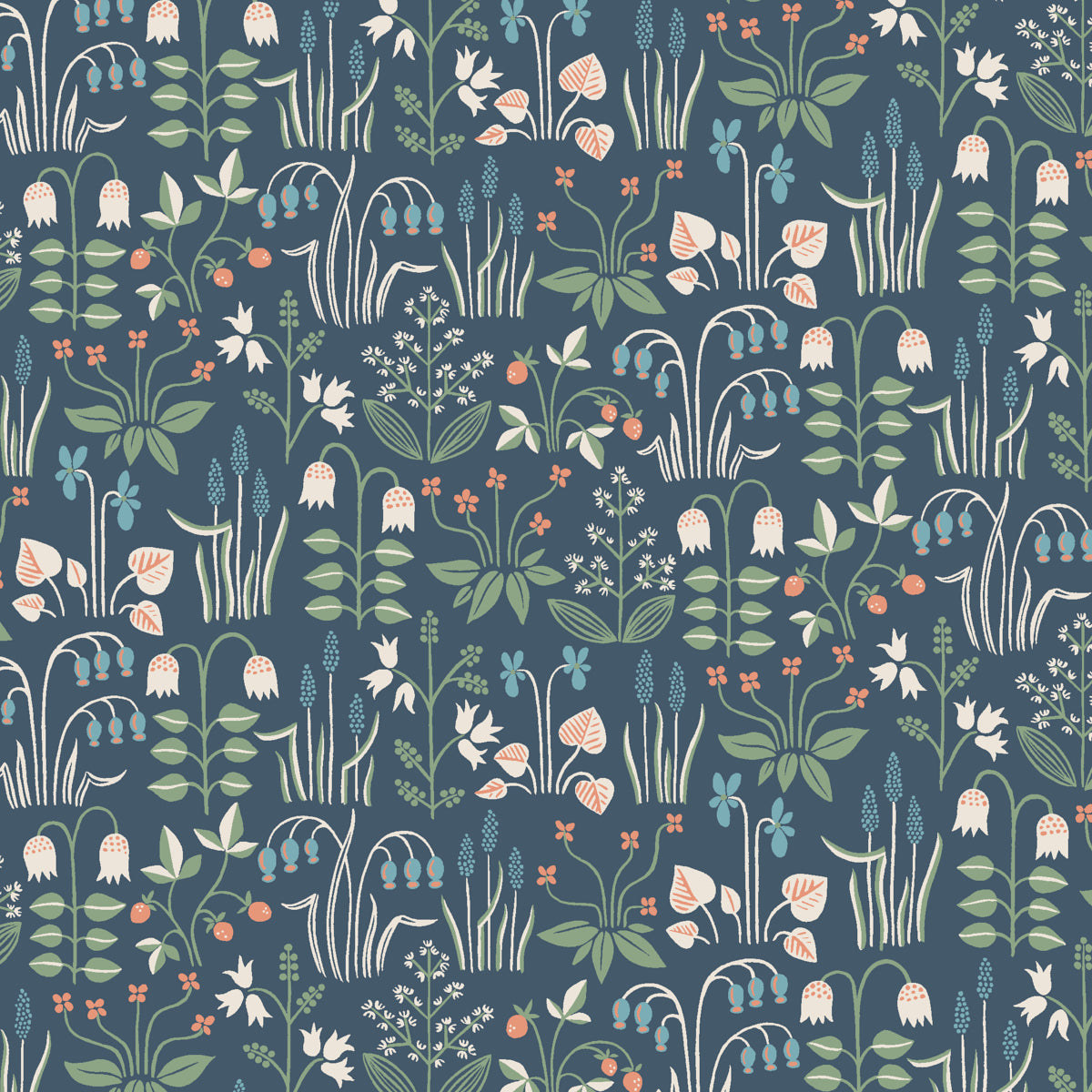 Strawberry Field wallpaper in navy color - pattern number 7215 - by Schumacher in the Borastapeter collection