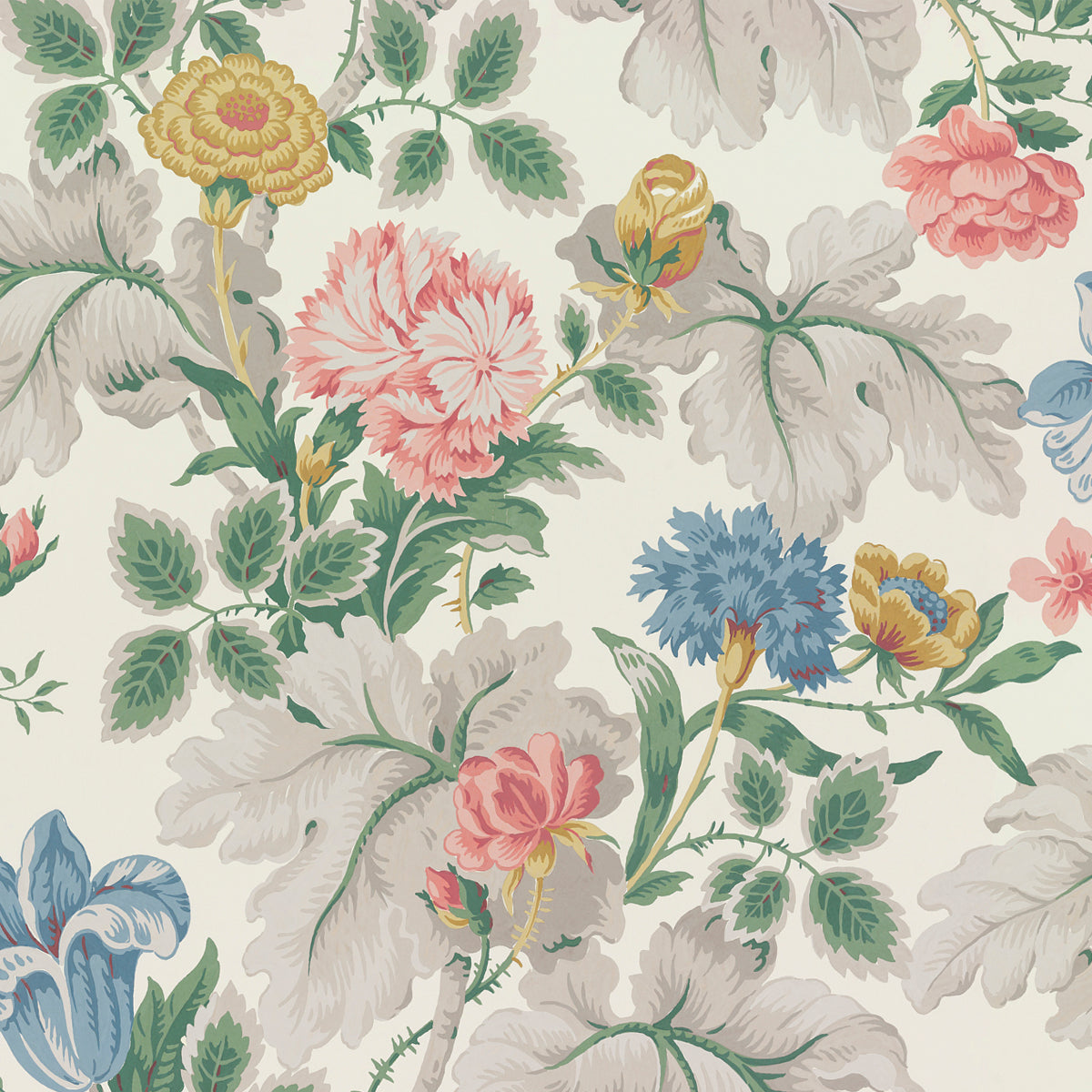 Carnation Garden Mural wallpaper in multi color - pattern number 7236 - by Schumacher in the Borastapeter collection