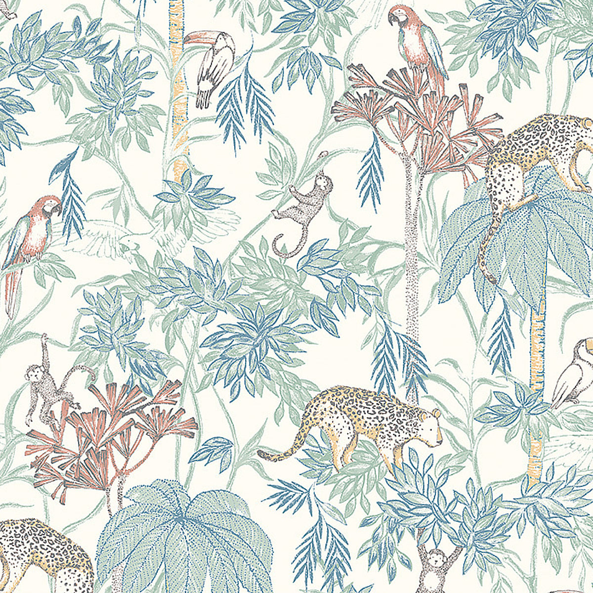 Wild Jungle wallpaper in multi color - pattern number 7462 - by Schumacher in the Borastapeter collection