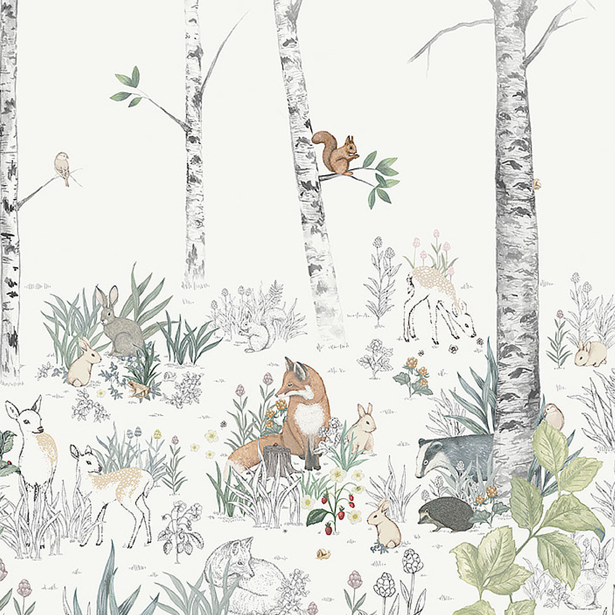 Magic Forest Mural wallpaper in ivory color - pattern number 7481 - by Schumacher in the Borastapeter collection