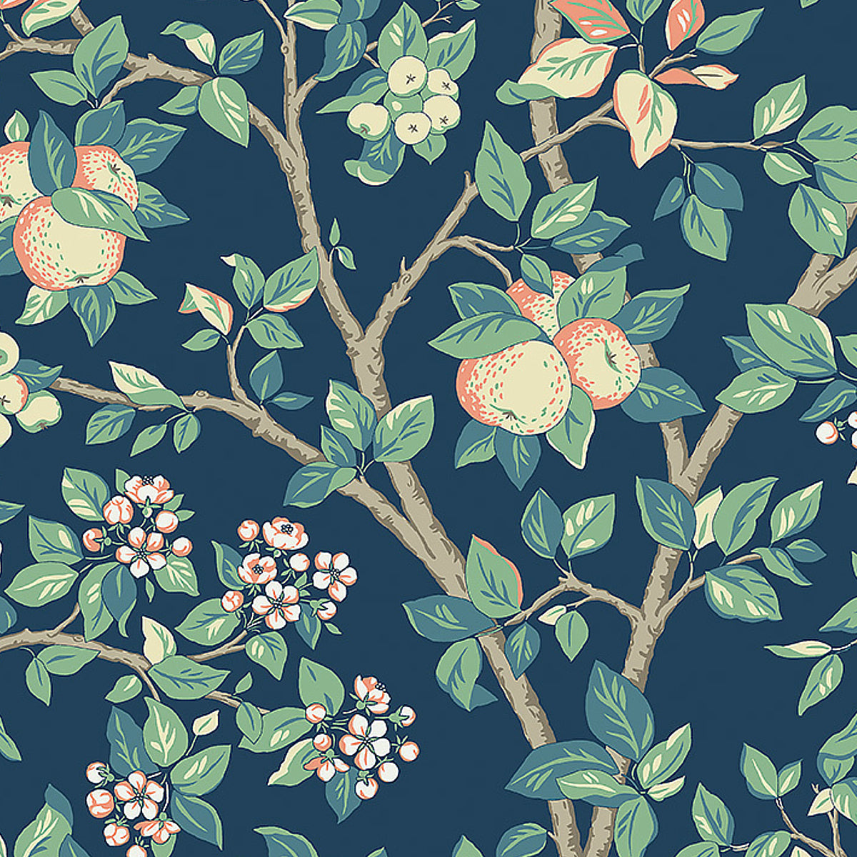 Ingrid Marie wallpaper in navy color - pattern number 7651 - by Schumacher in the Borastapeter collection