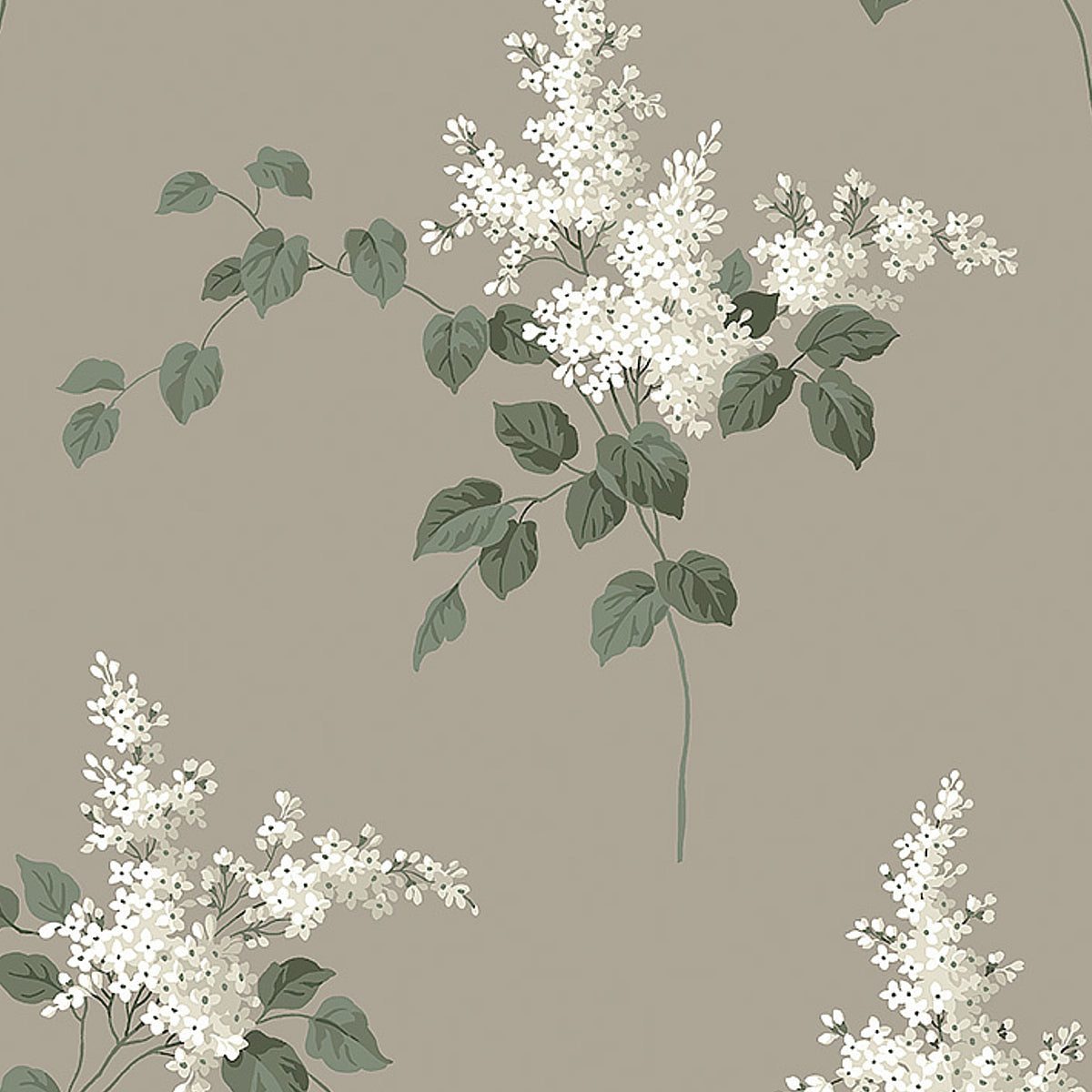 Lilacs wallpaper in grisaille color - pattern number 7667 - by Schumacher in the Borastapeter collection