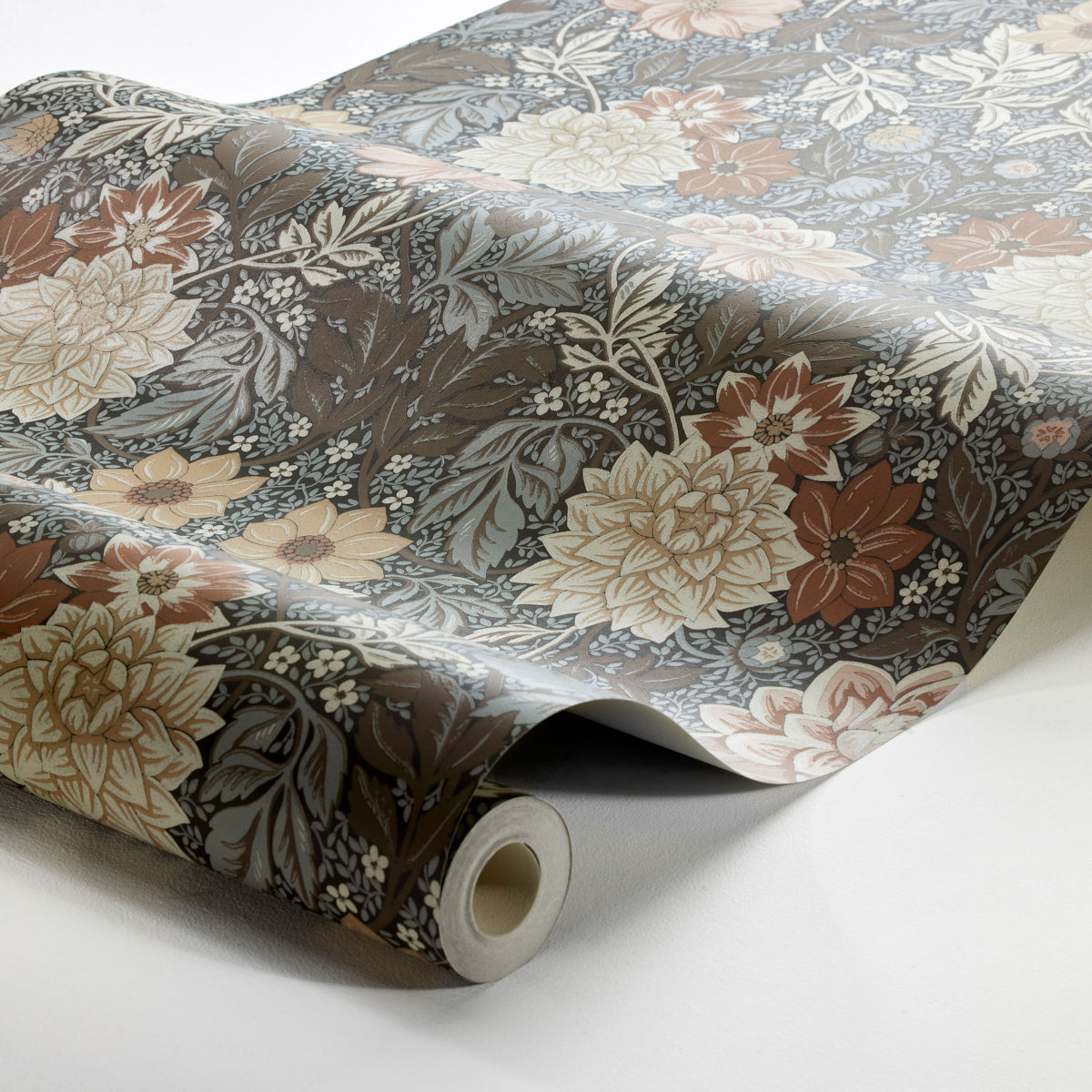 Dahlia Garden Wallpaper in brown color - pattern number 7689 - by Schumacher in the Borastapeter collection