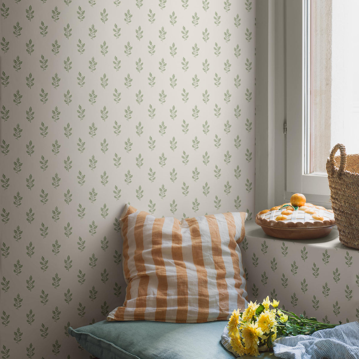 Little Oak Wallpaper in green color - pattern number 7776 - by Schumacher in the Borastapeter collection
