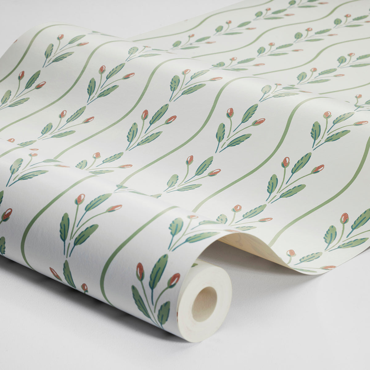 Flower Buds Wallpaper in green color - pattern number 7778 - by Schumacher in the Borastapeter collection