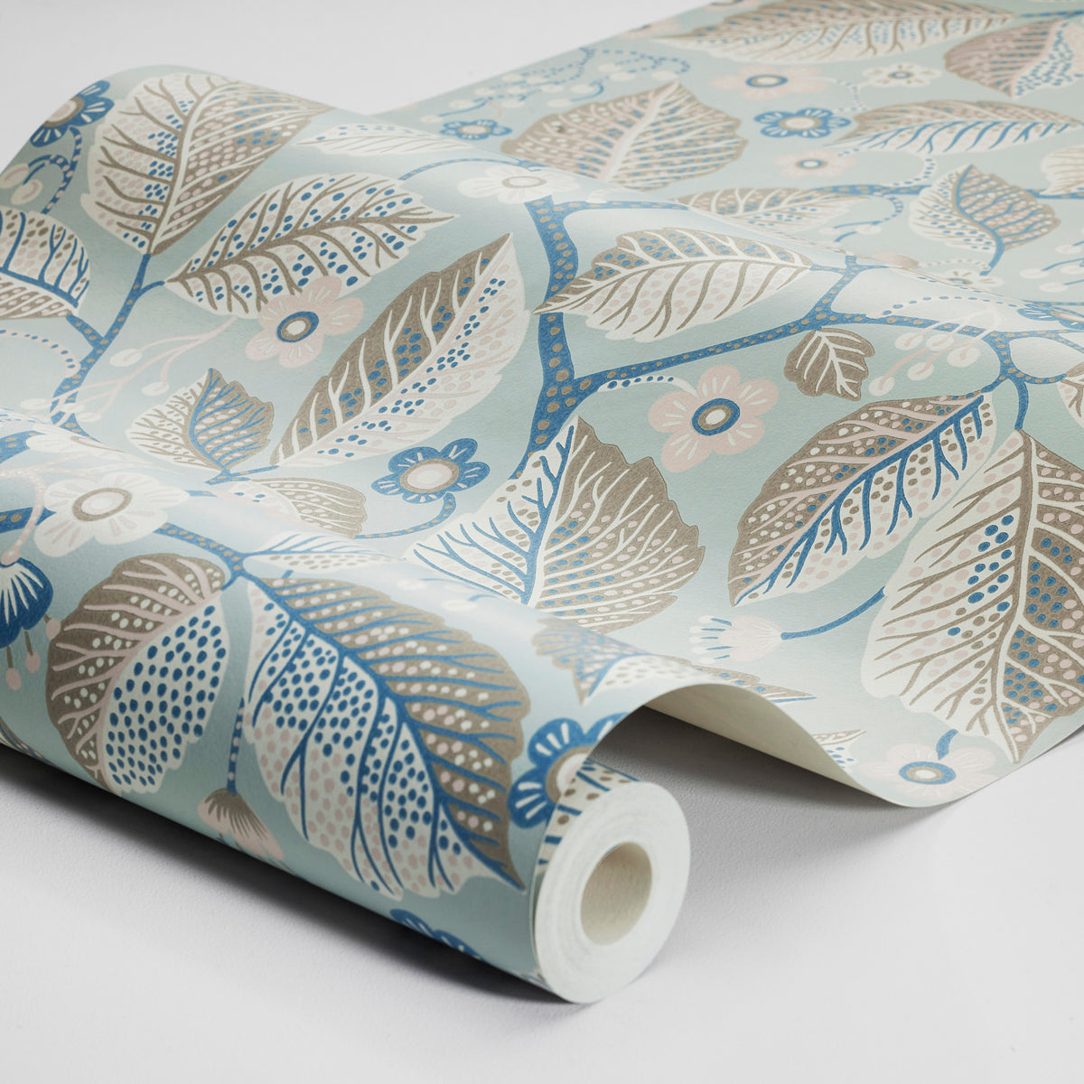 Elm Tree Wallpaper in blue and pink color - pattern number 7785 - by Schumacher in the Borastapeter collection
