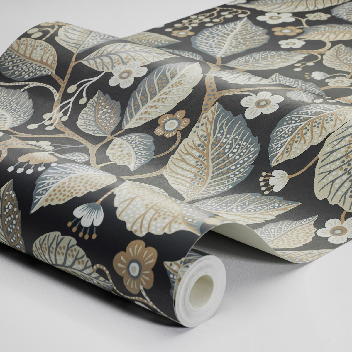 Elm Tree Wallpaper in charcoal and neutral color - pattern number 7786 - by Schumacher in the Borastapeter collection