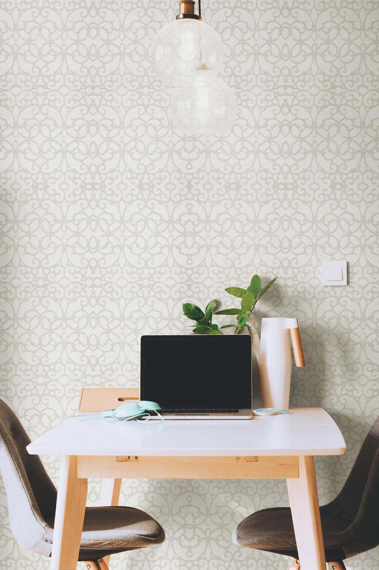 Pluto Pearl White wallpaper in white color - pattern number GH81212-23 - by Galerie in the Universe collection
